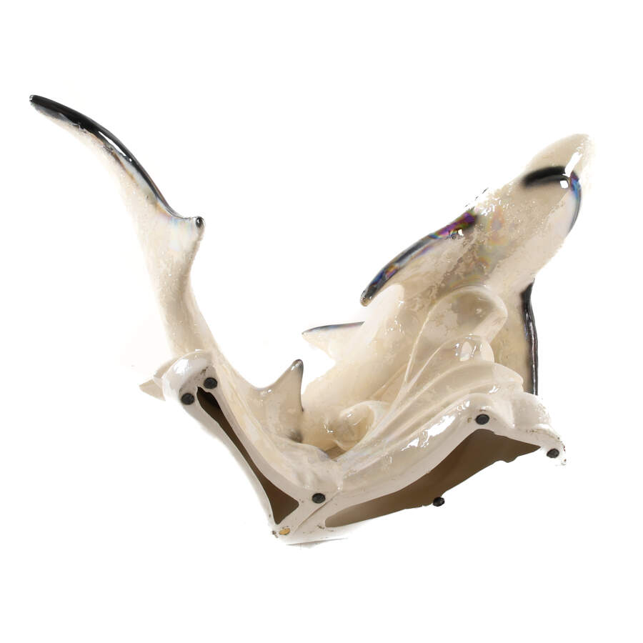 Large Porcelain Iridescent Shark Sculpture-5