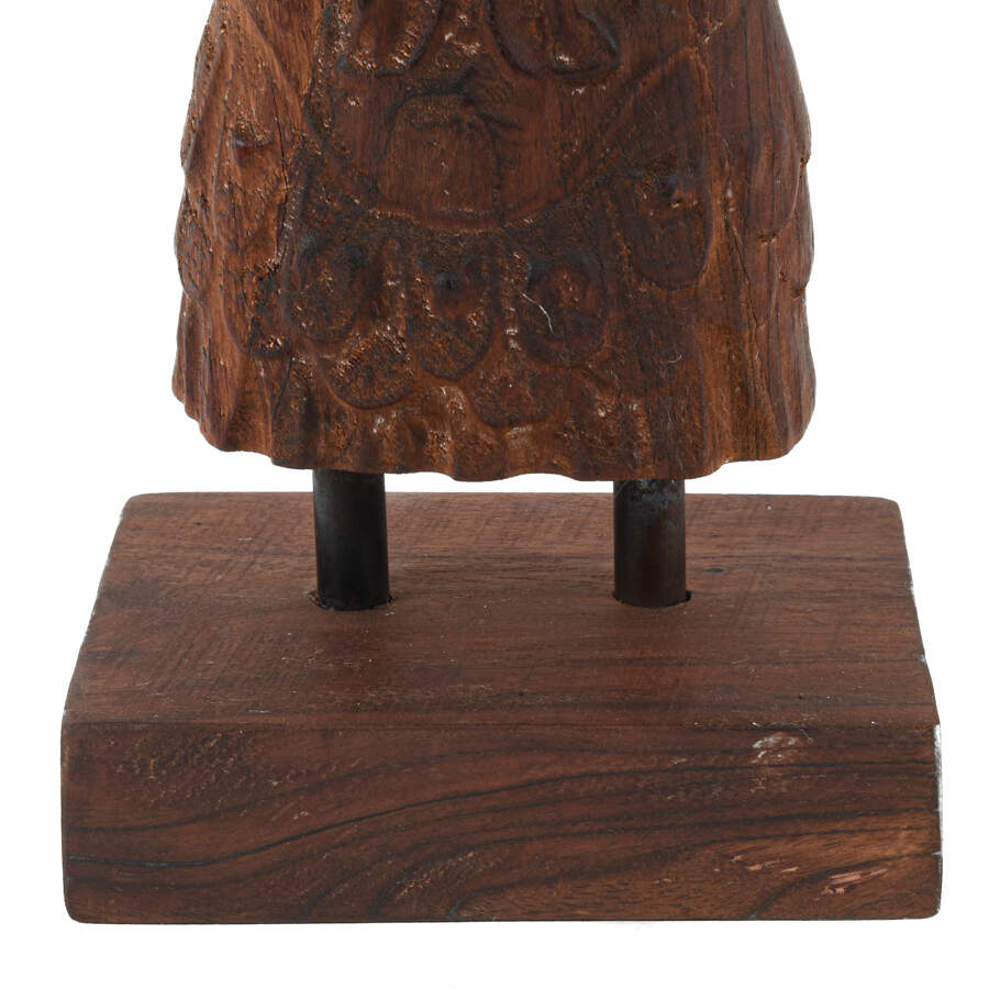 Carved Wood Loricata Statue on Base-3