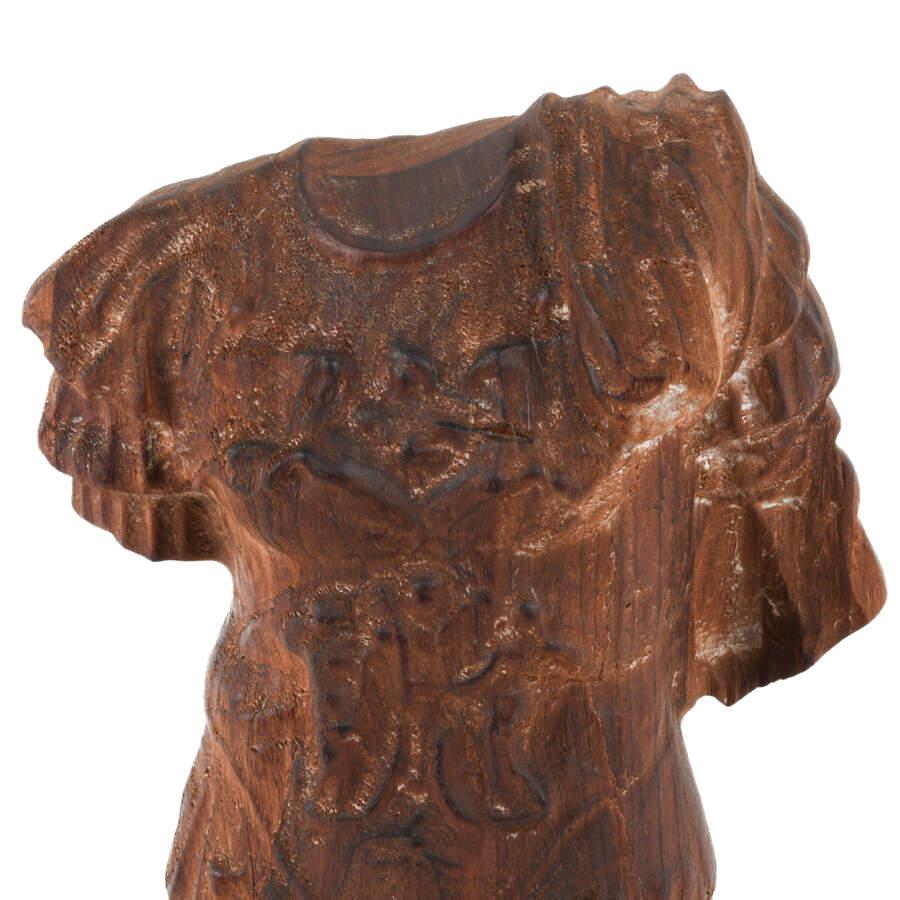 Carved Wood Loricata Statue on Base-2
