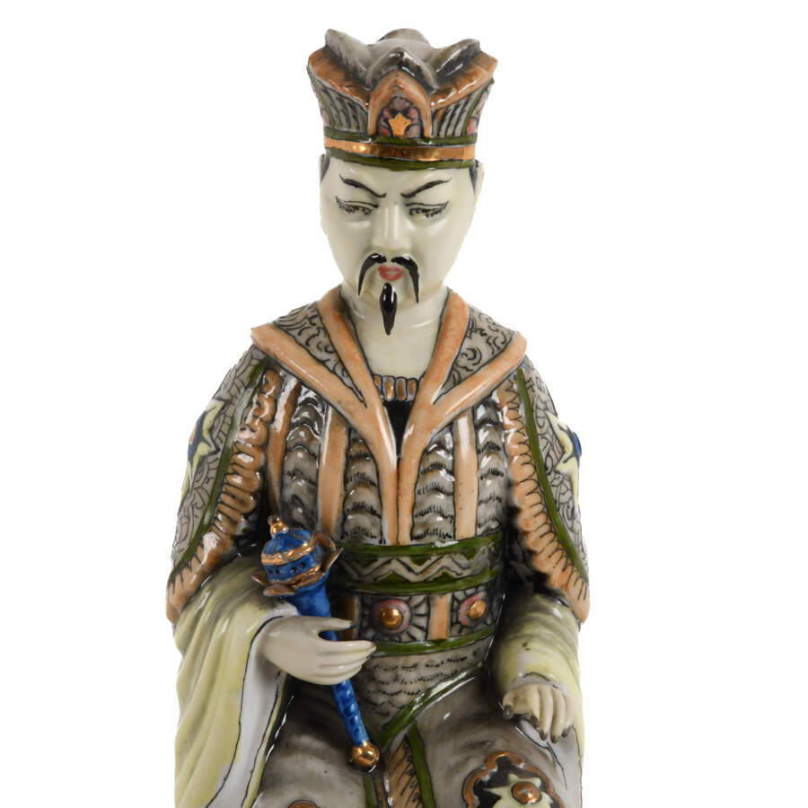 Chinese Porcelain Emperor and Empress Statues with Bases-6