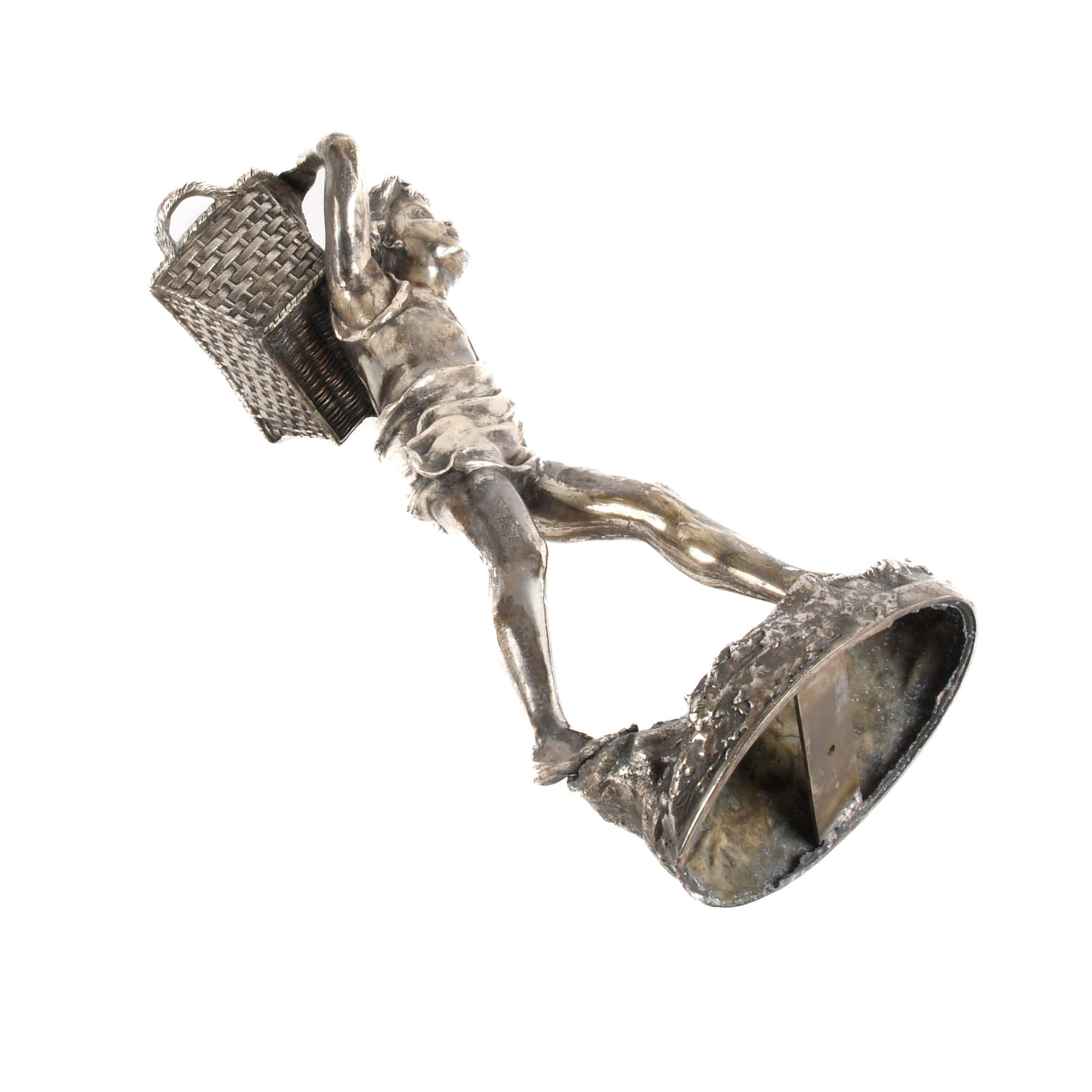 Antique Gilt and Silver Metal Boy Sculpture-7