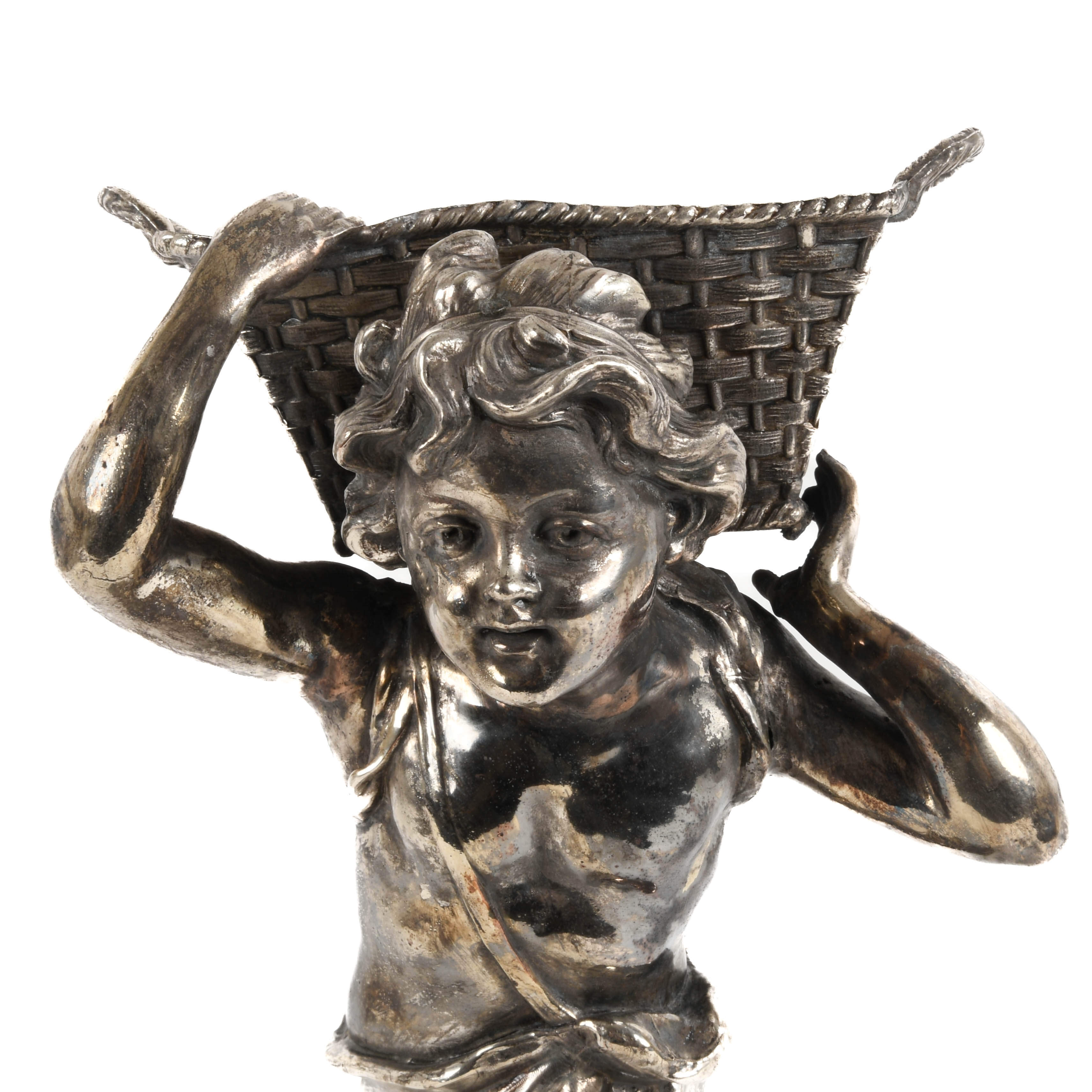 Antique Gilt and Silver Metal Boy Sculpture-2