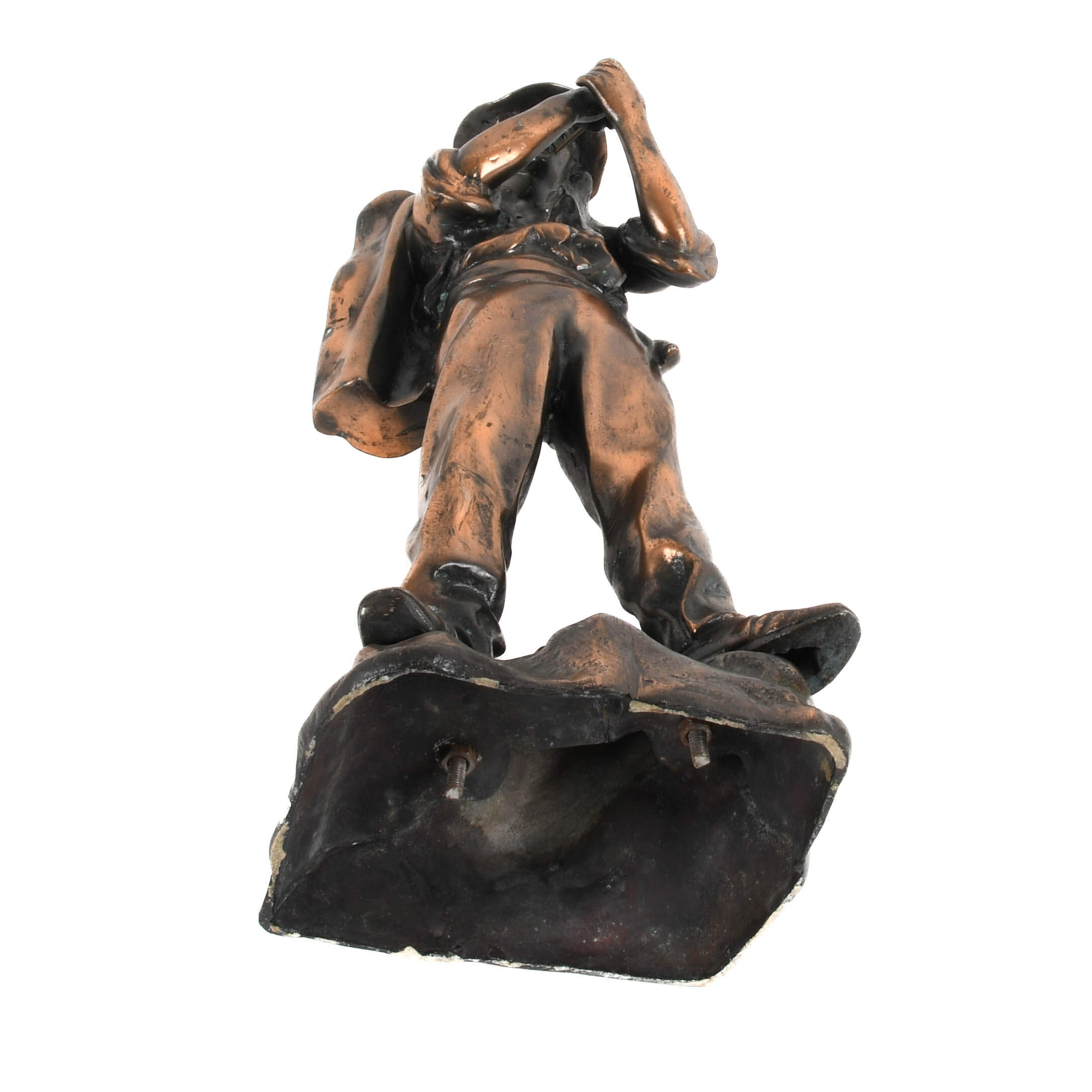 Cast Metal Figural Smoking Man Statue-7