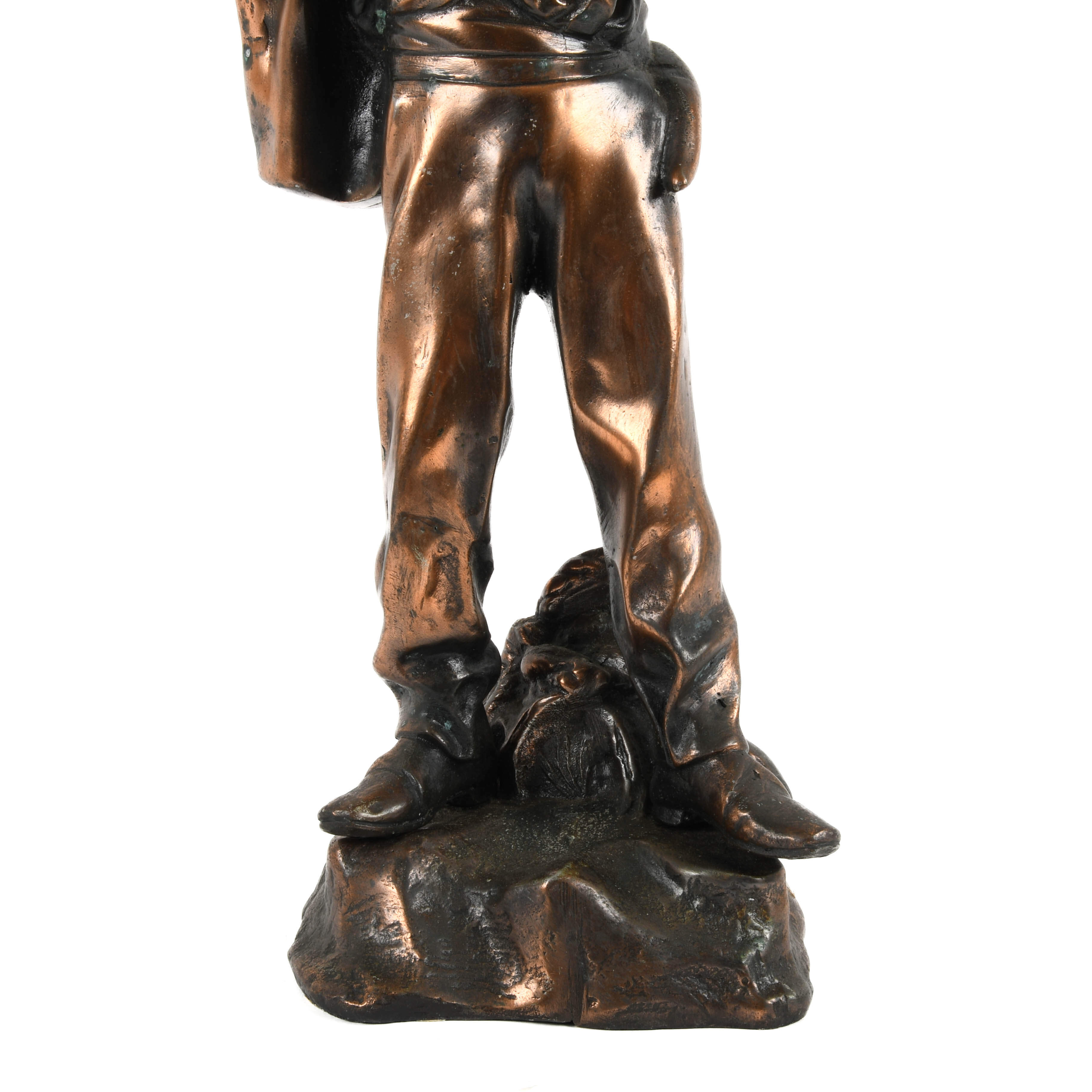 Cast Metal Figural Smoking Man Statue-3