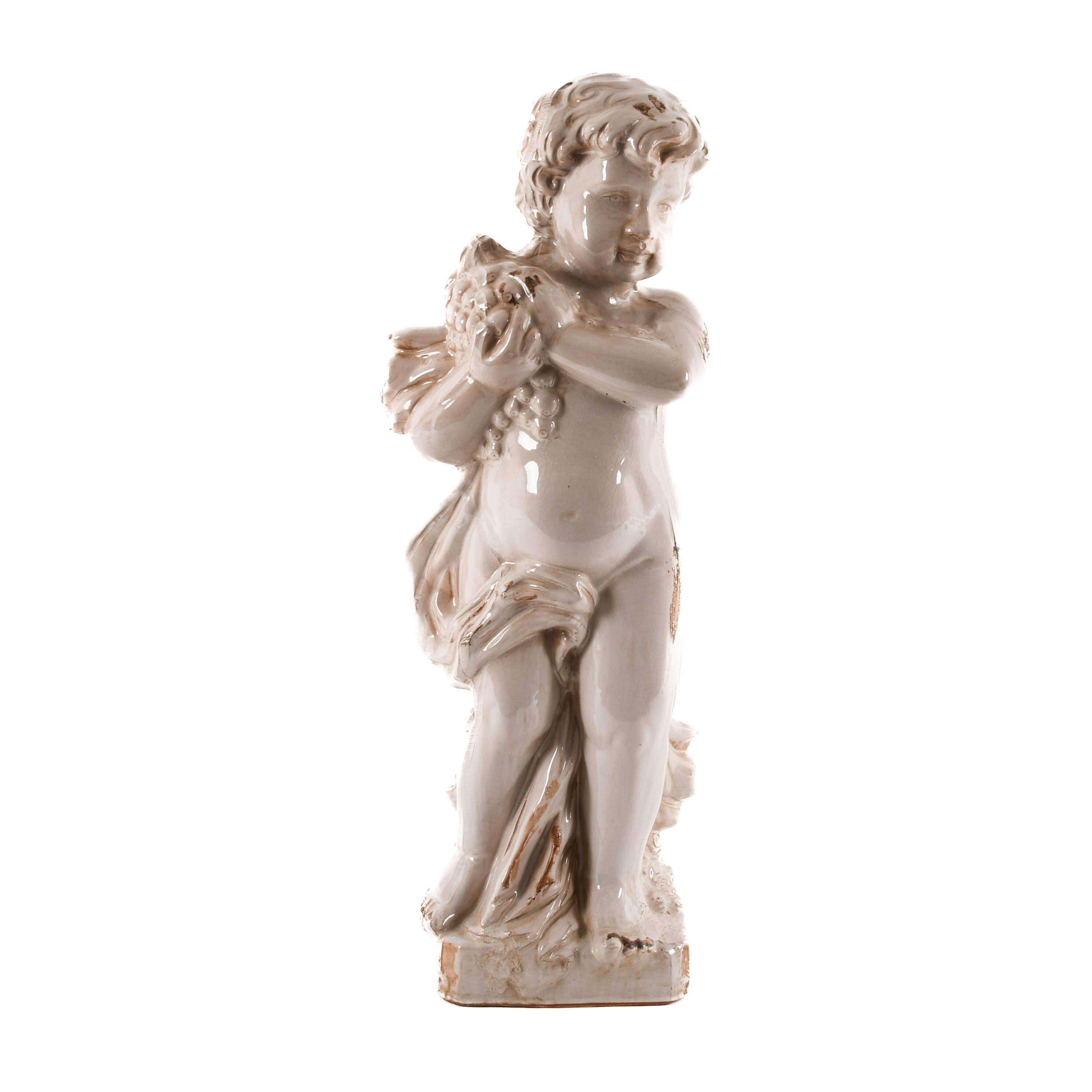 Italian Glazed Ceramic Majolica Putti-1