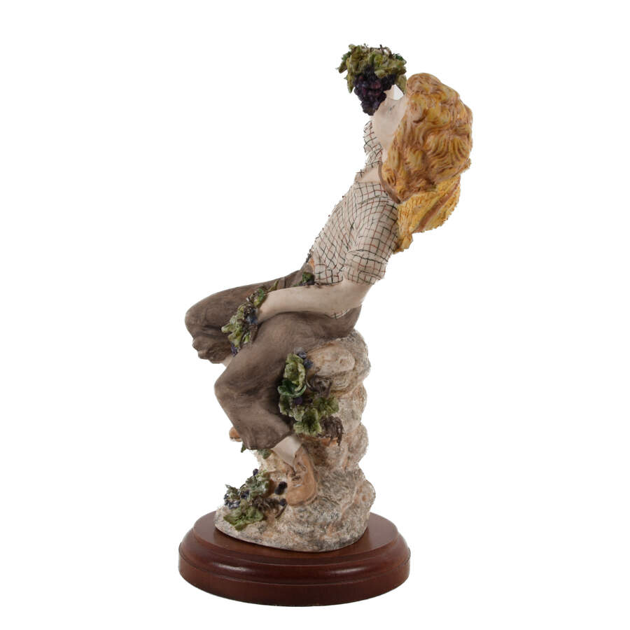Porcelain Boy Eating Grapes Statue-5