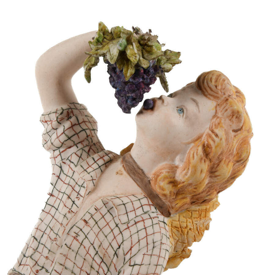 Porcelain Boy Eating Grapes Statue-2