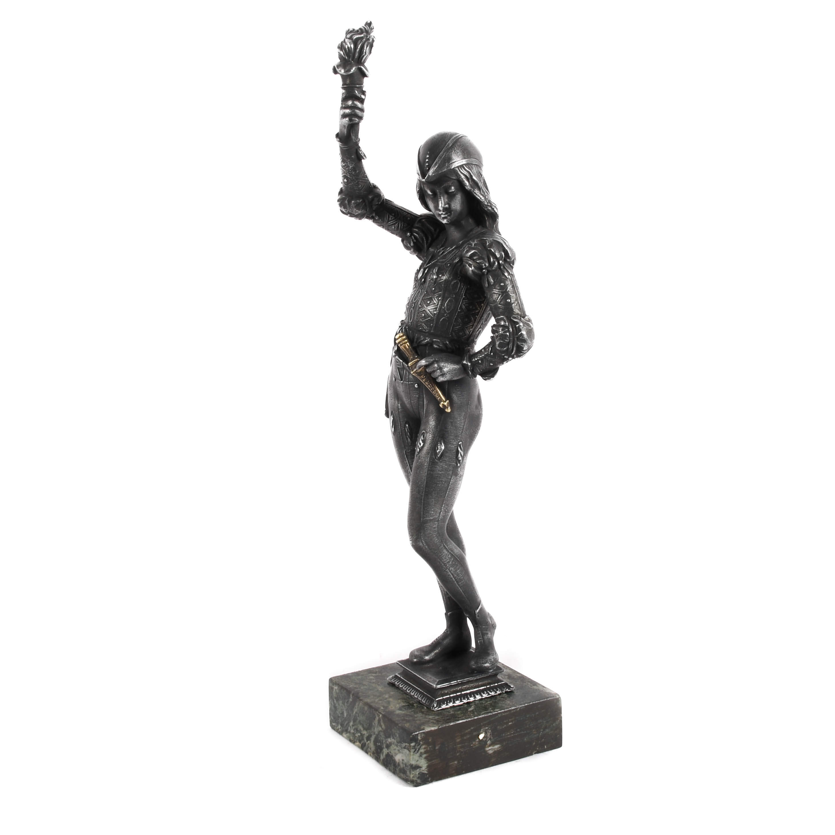 Antique Cast Spelter Flame Torch Carrier Figure-4