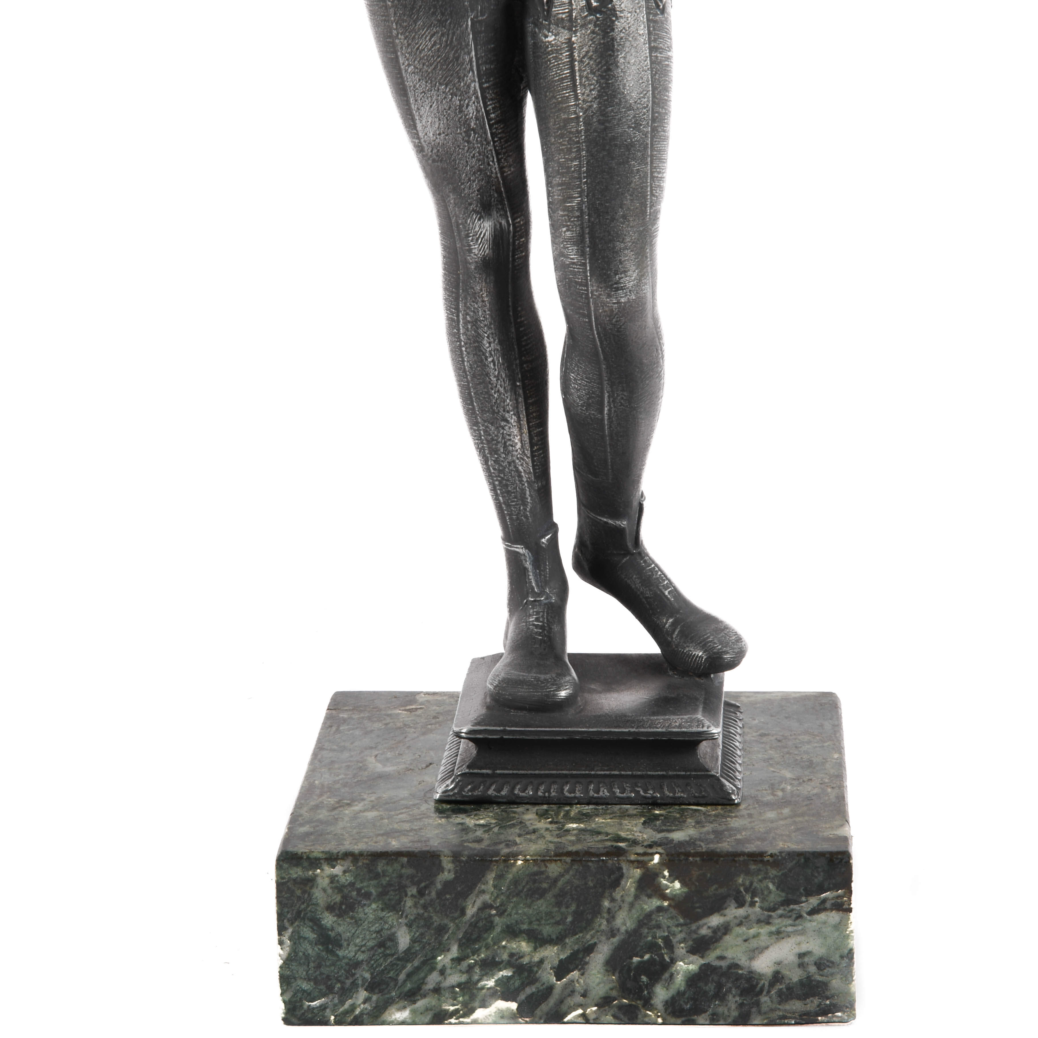 Antique Cast Spelter Flame Torch Carrier Figure-3