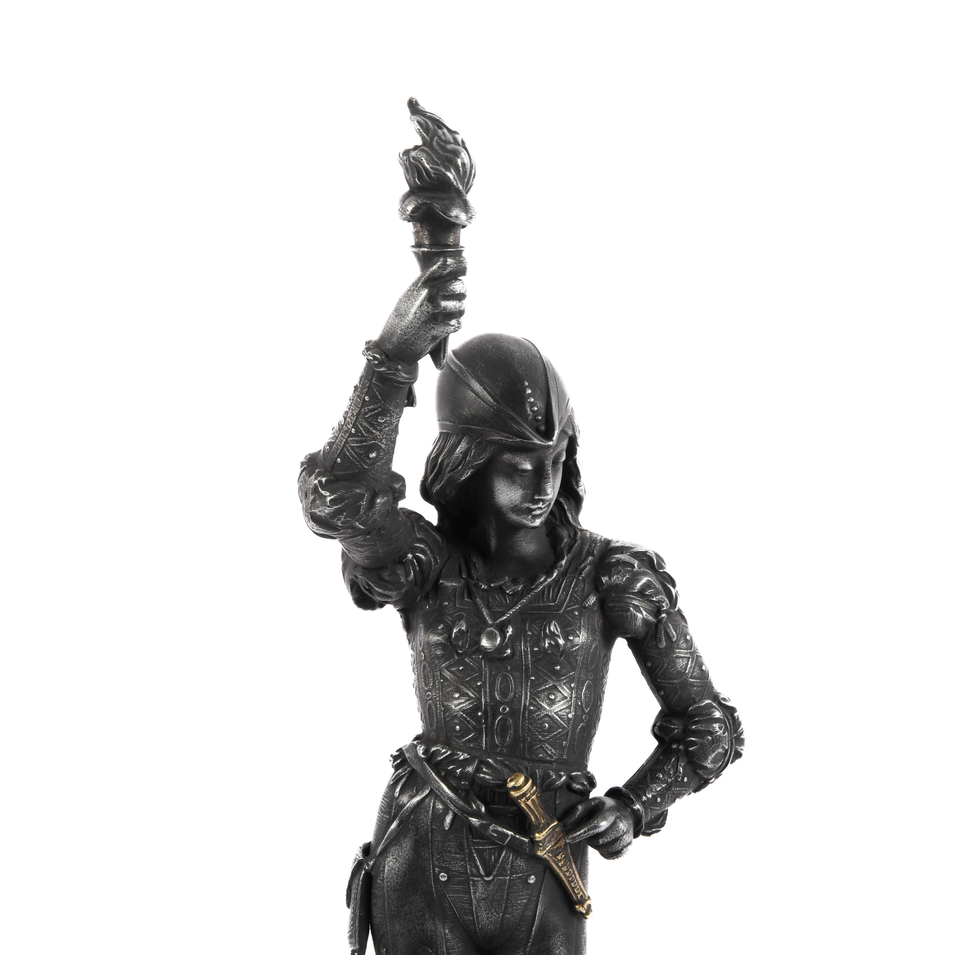 Antique Cast Spelter Flame Torch Carrier Figure-2