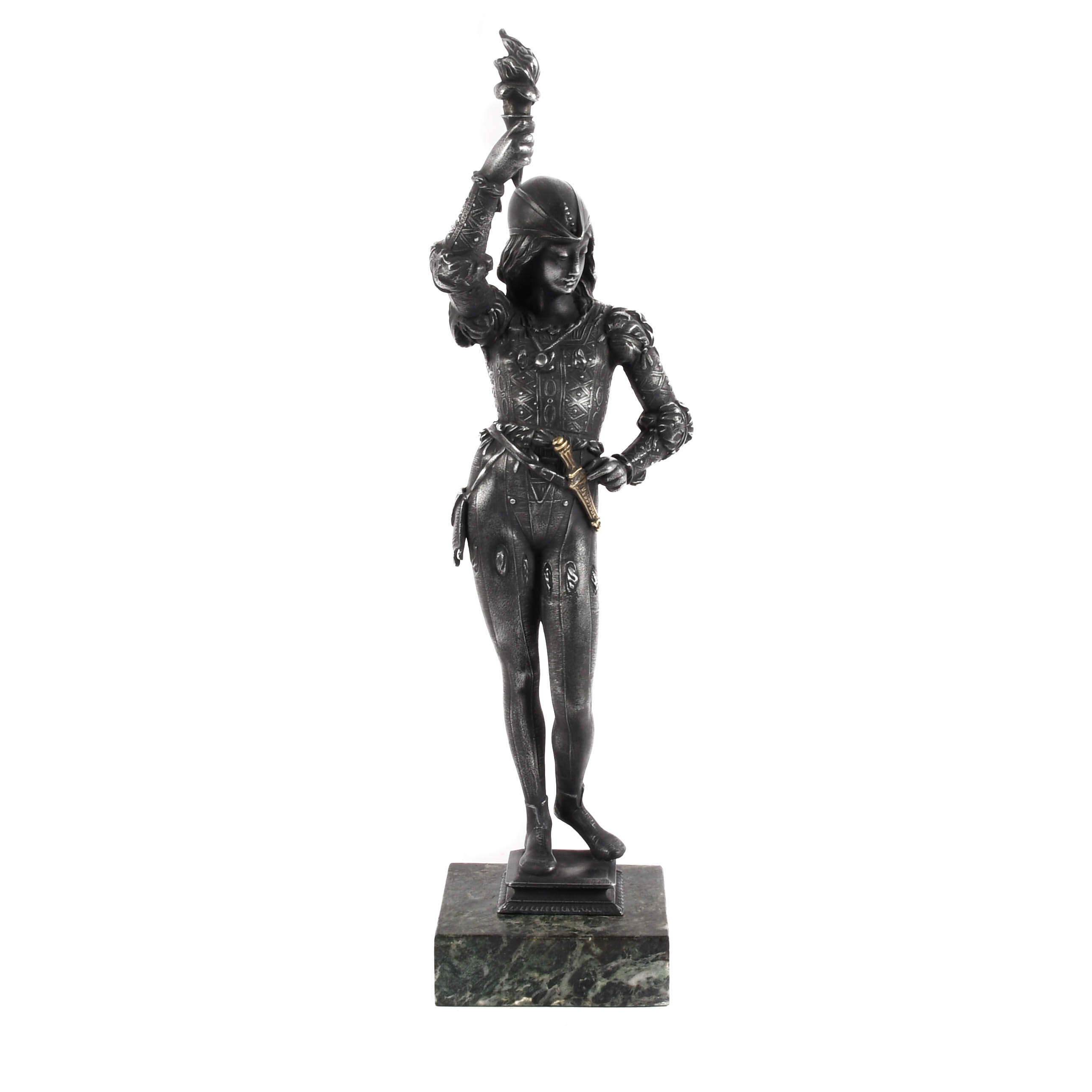 Antique Cast Spelter Flame Torch Carrier Figure-1