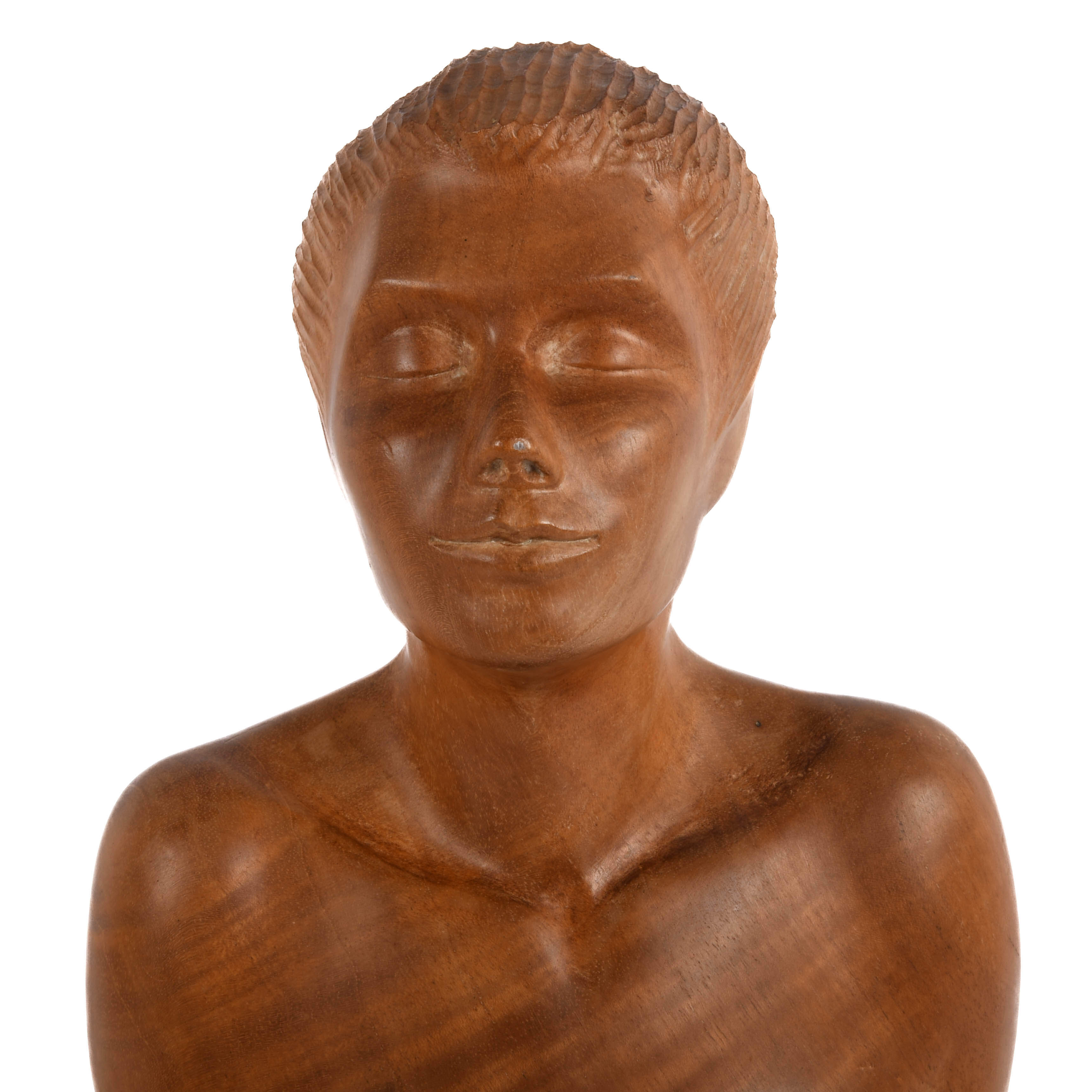 Signed Jannette Eyler Nude Female Carved Wood Statue-2