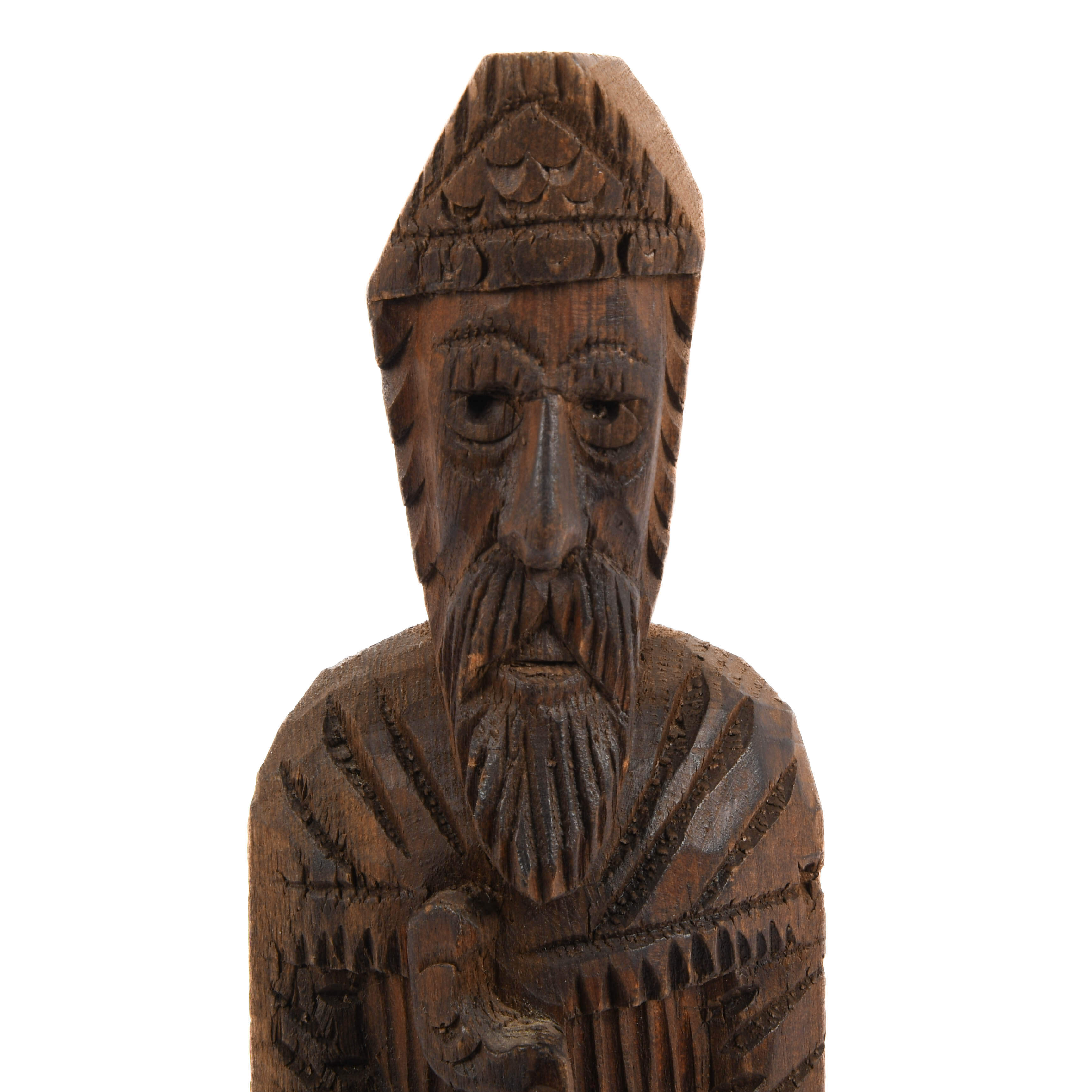 Italian Hand-Carved Wooden Monk Sculpture-2