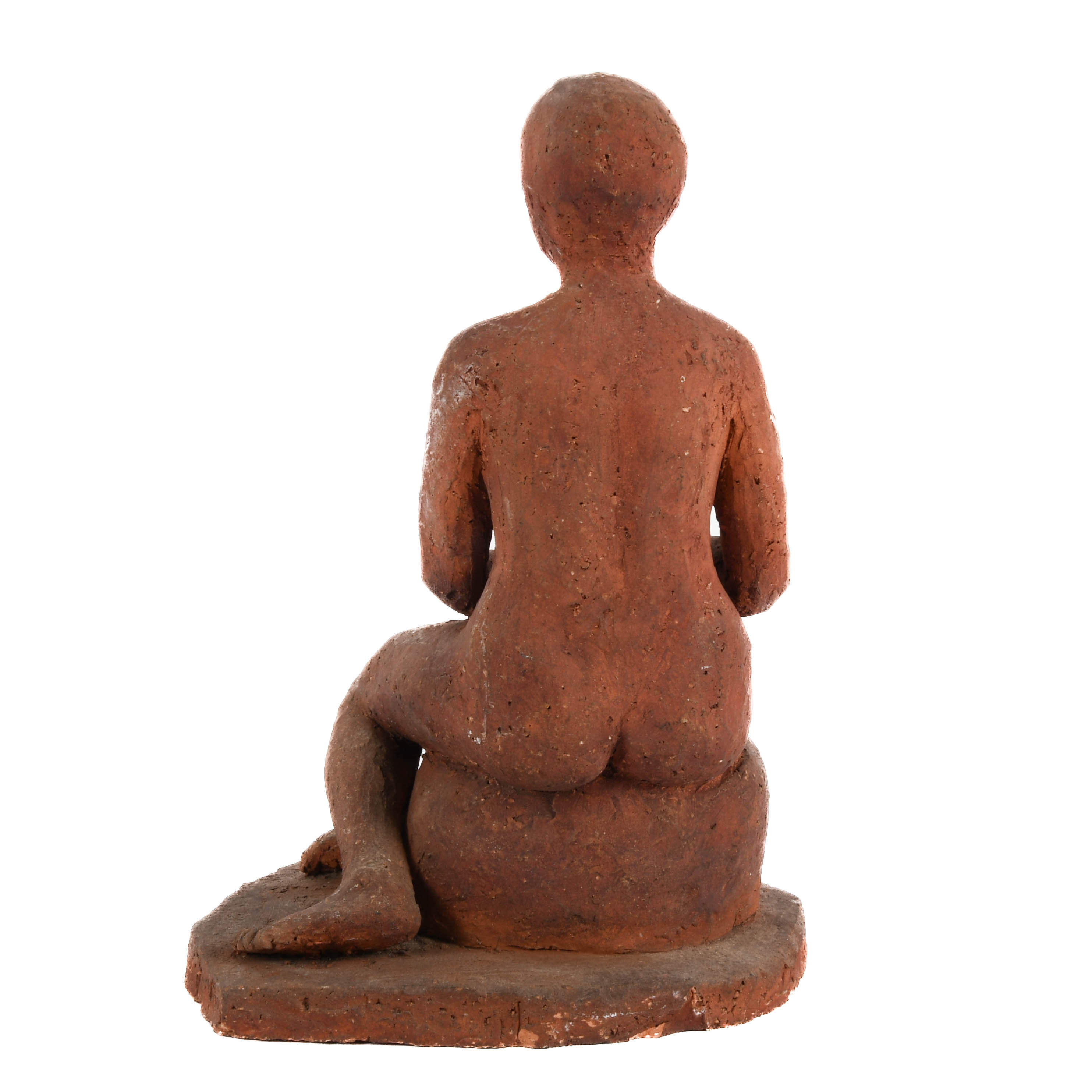 Seated Nude Terracotta Statue-5