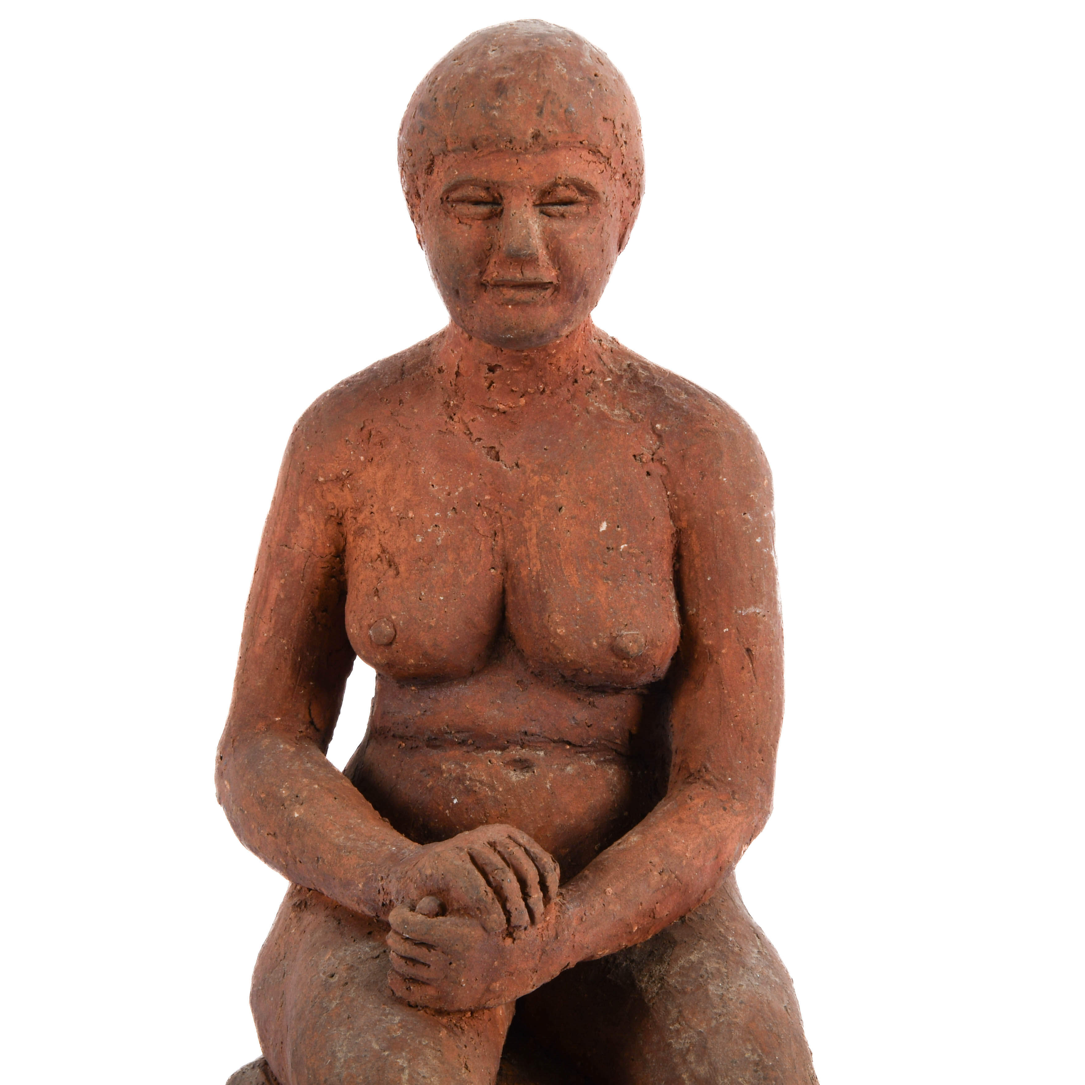 Seated Nude Terracotta Statue-2