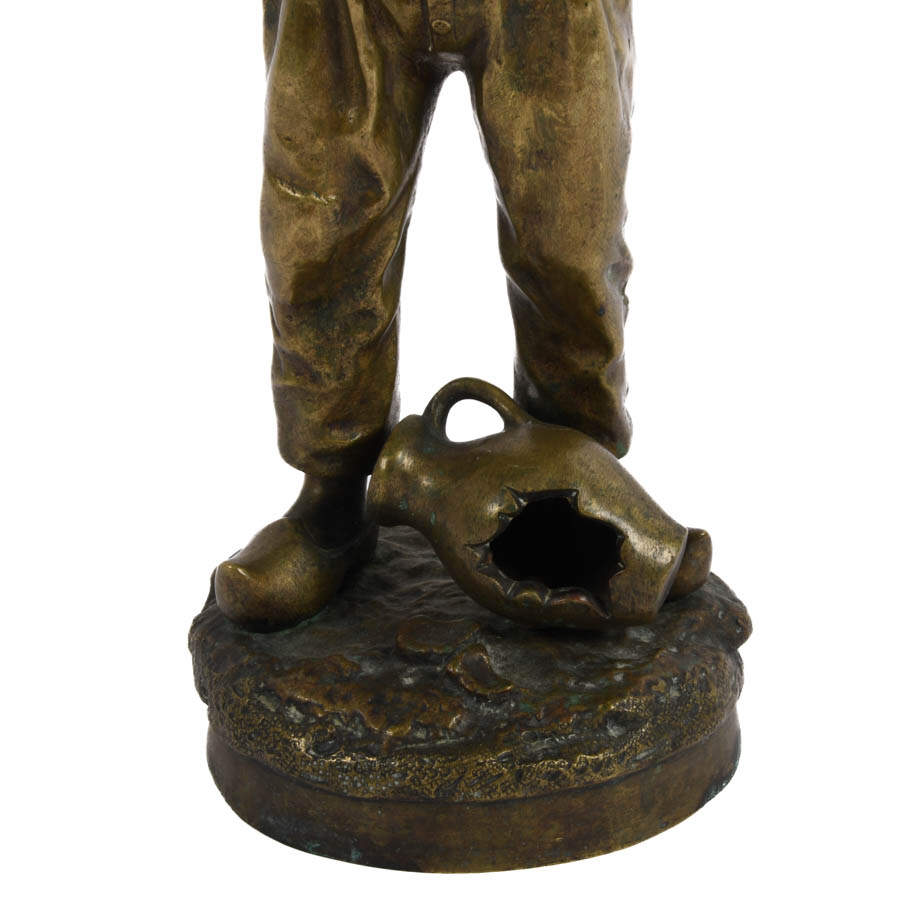 Antique Bronze Statue "Le Petit" After Julius Schmidt-Felling-3