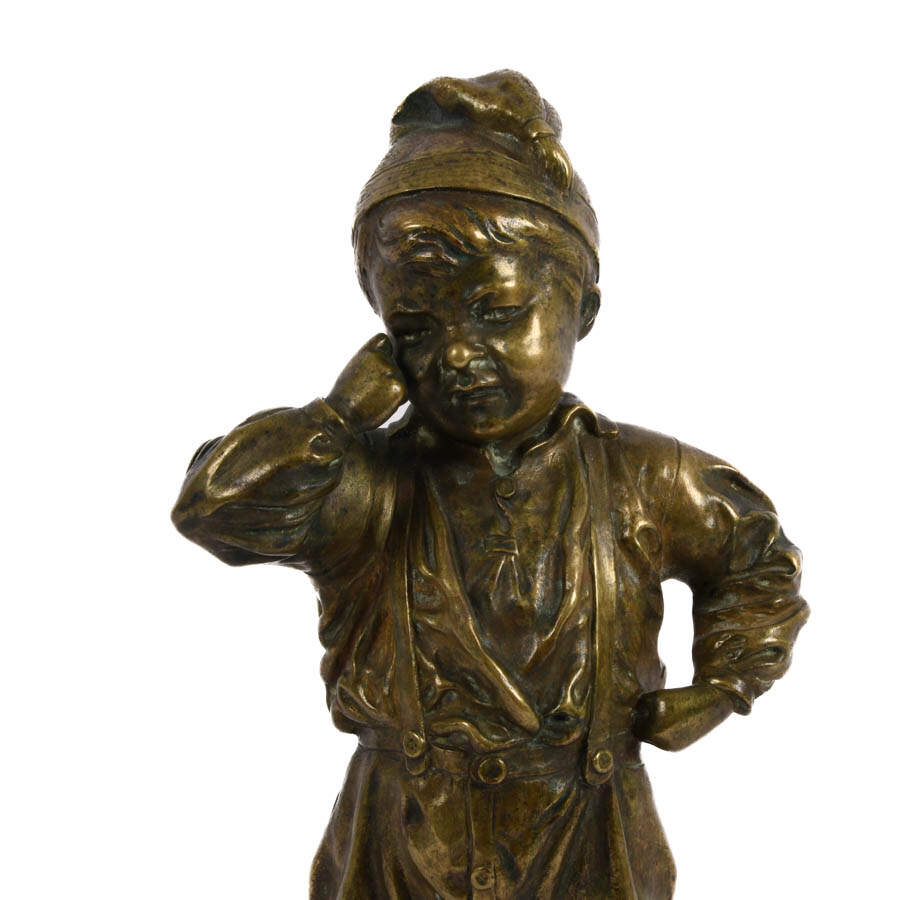 Antique Bronze Statue "Le Petit" After Julius Schmidt-Felling-2