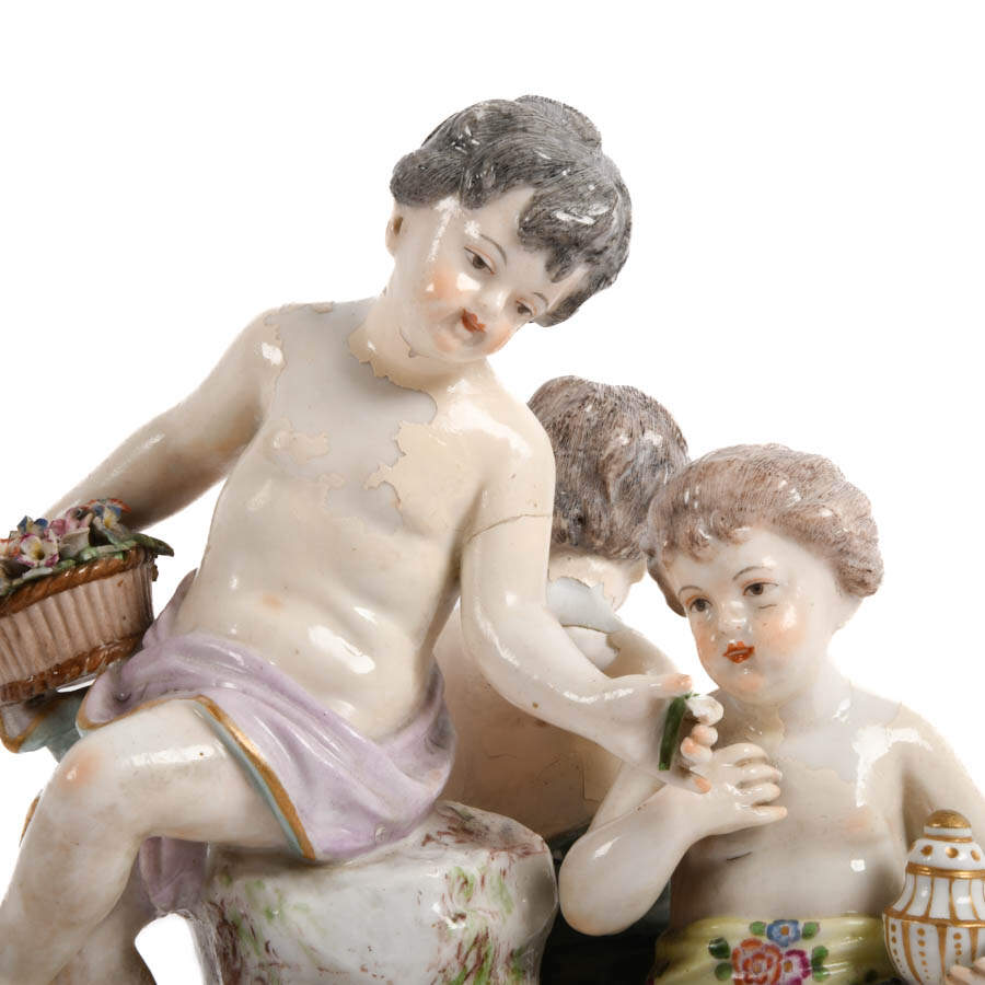 Meissen Sculpture of Three Seated Children-2