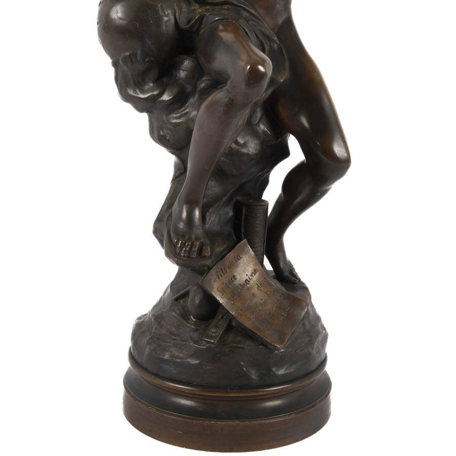 Antique French Bronze Sculpture "Fils de la Science" By Émile Louis Picault-3