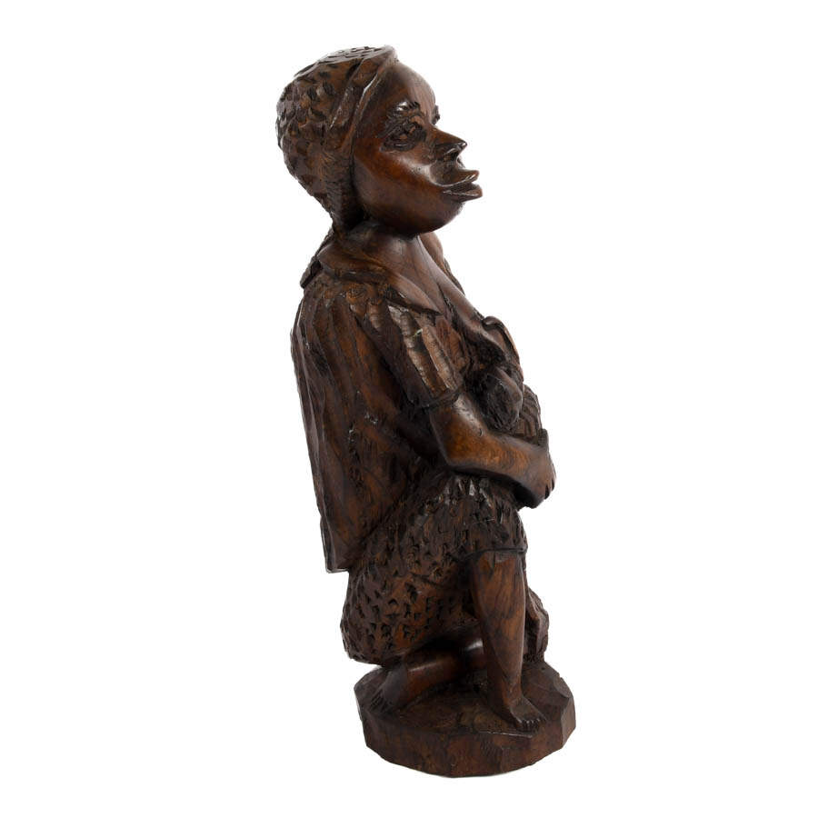 African Hand-Carved Wood Mother and Baby Sculpture-6