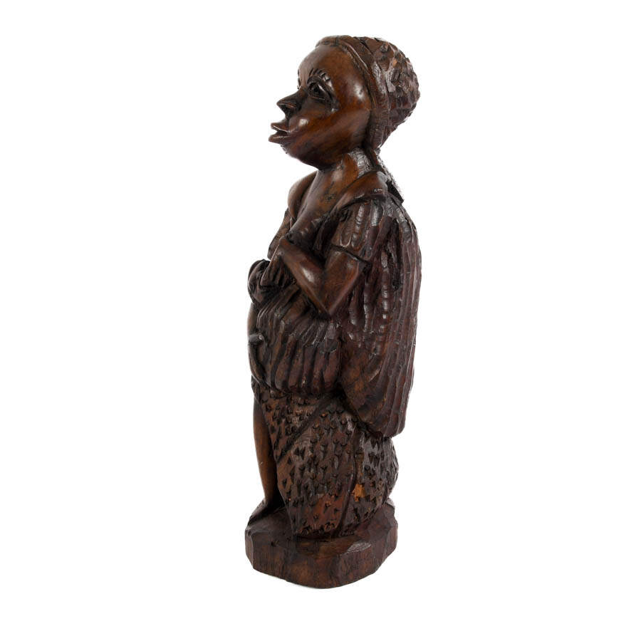 African Hand-Carved Wood Mother and Baby Sculpture-4