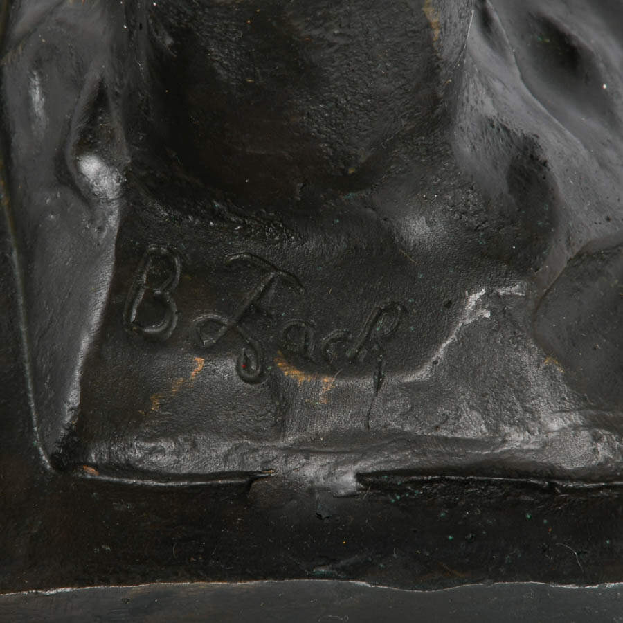 Signed Bruno Zach "Tall Feather" Bronze Sculpture-8