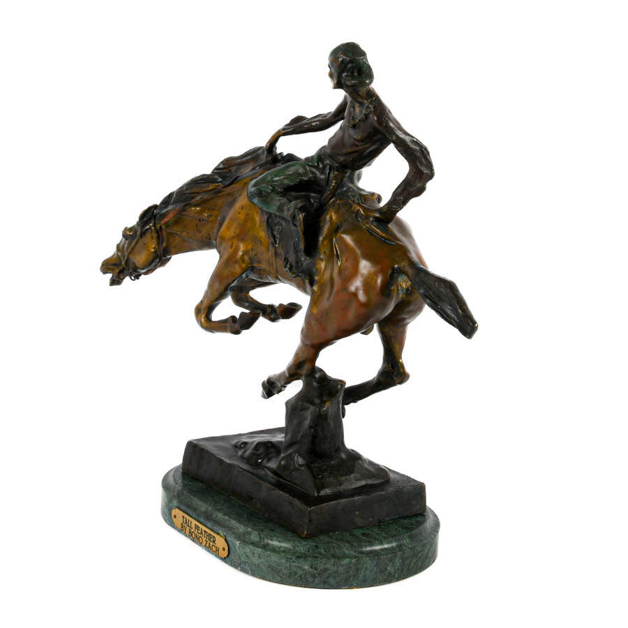 Signed Bruno Zach "Tall Feather" Bronze Sculpture-6