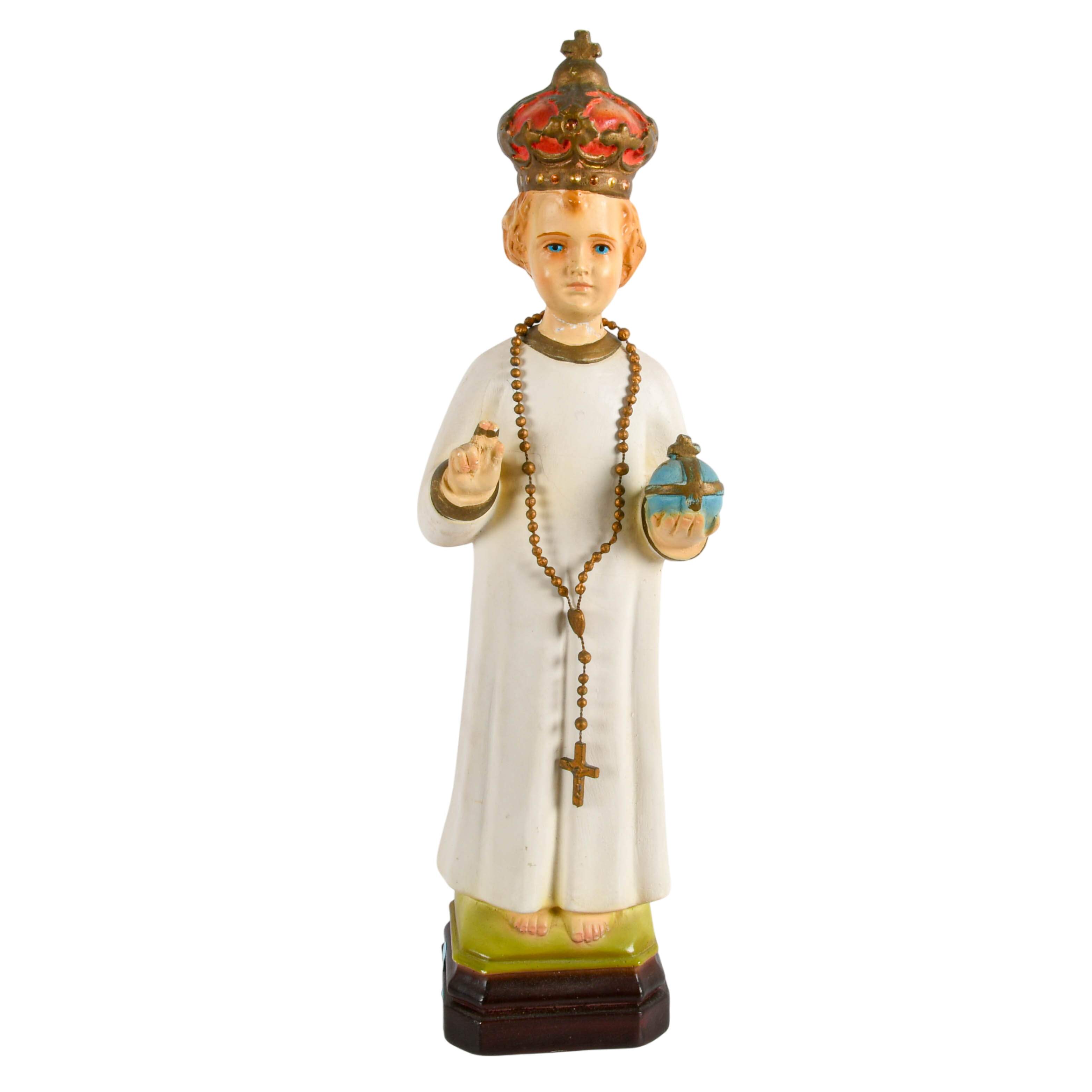 Mid-Century Jesus of Prague Chalkware Statue-8