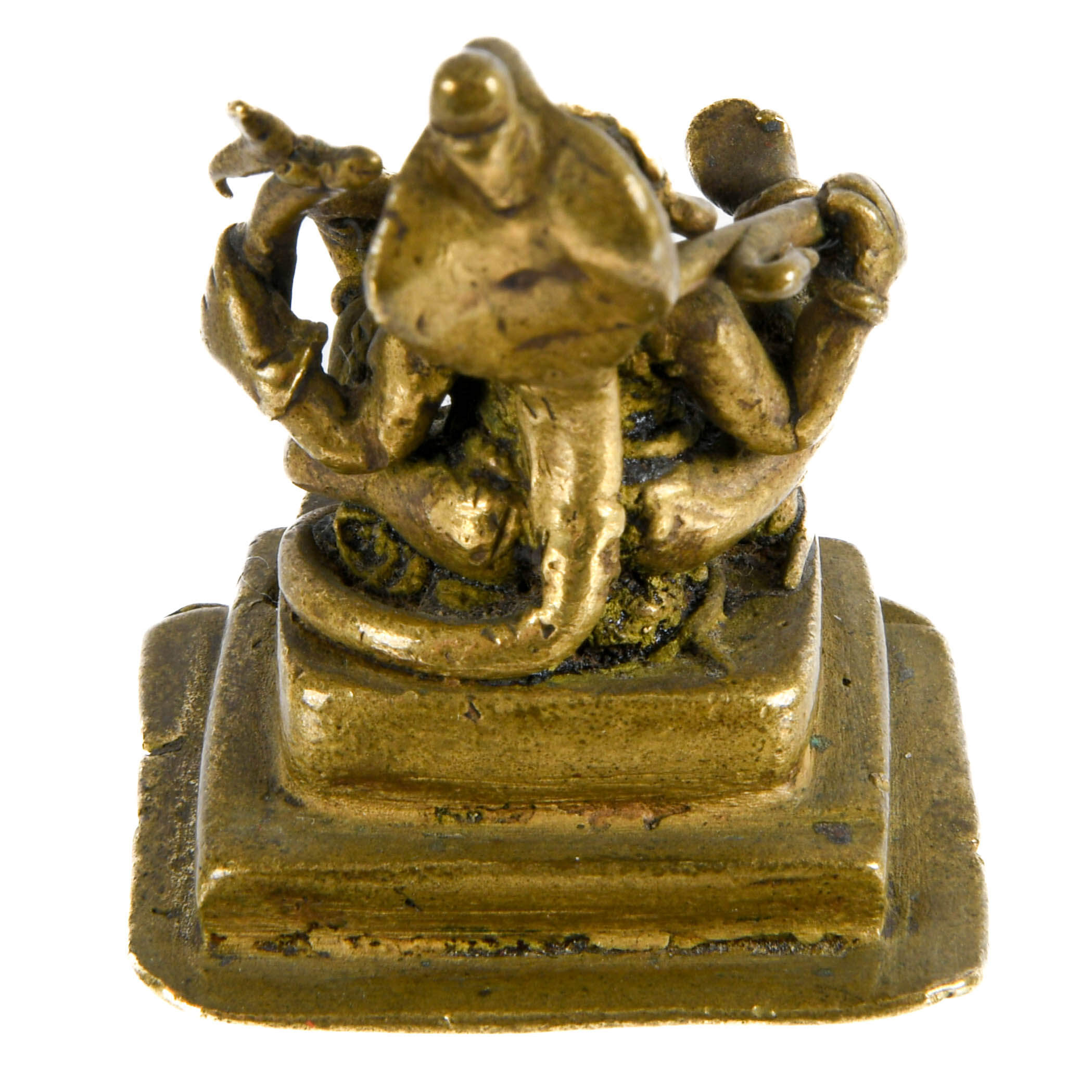 Antique Lord Ganesh Brass Pilgrimage Figure-4