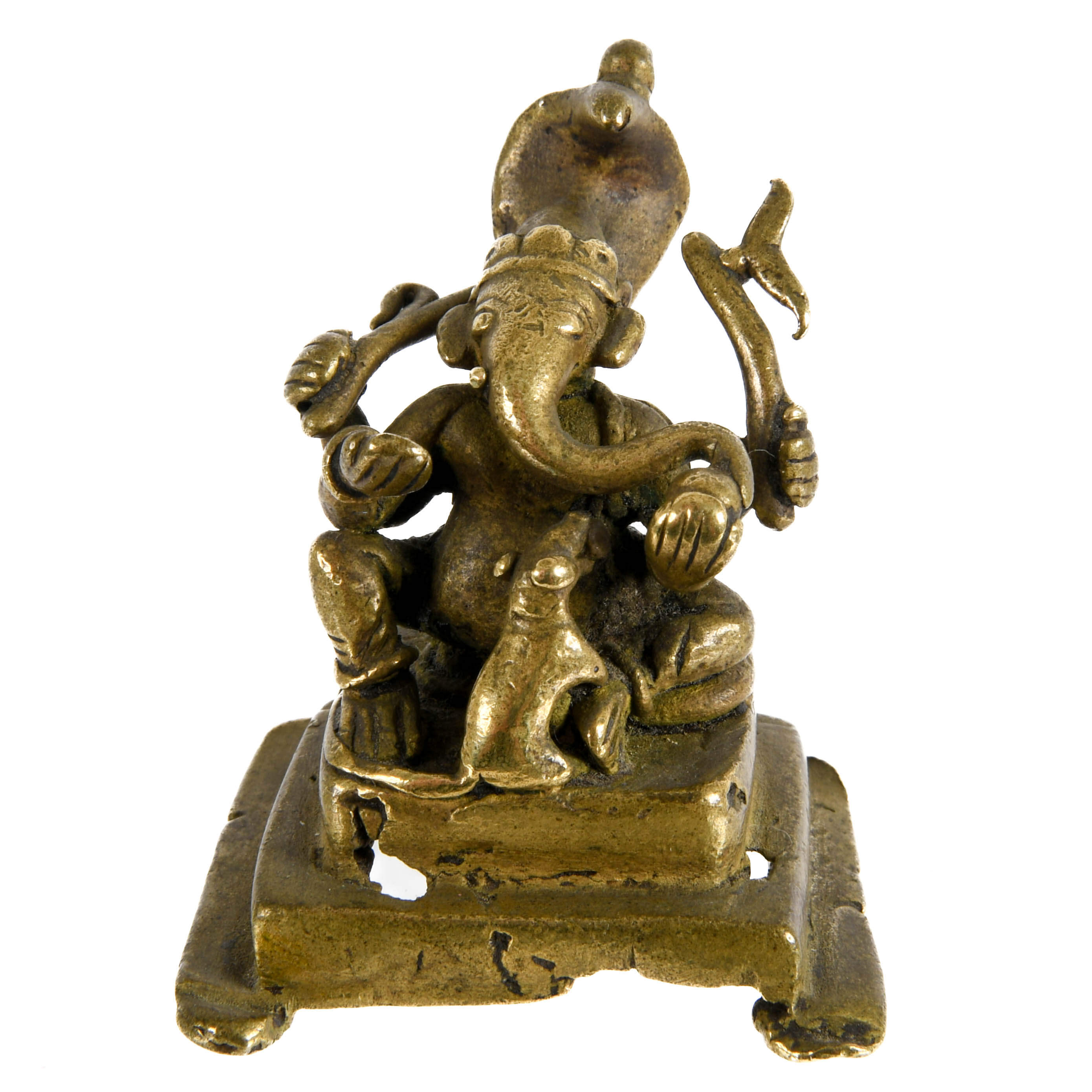 Antique Lord Ganesh Brass Pilgrimage Figure-1