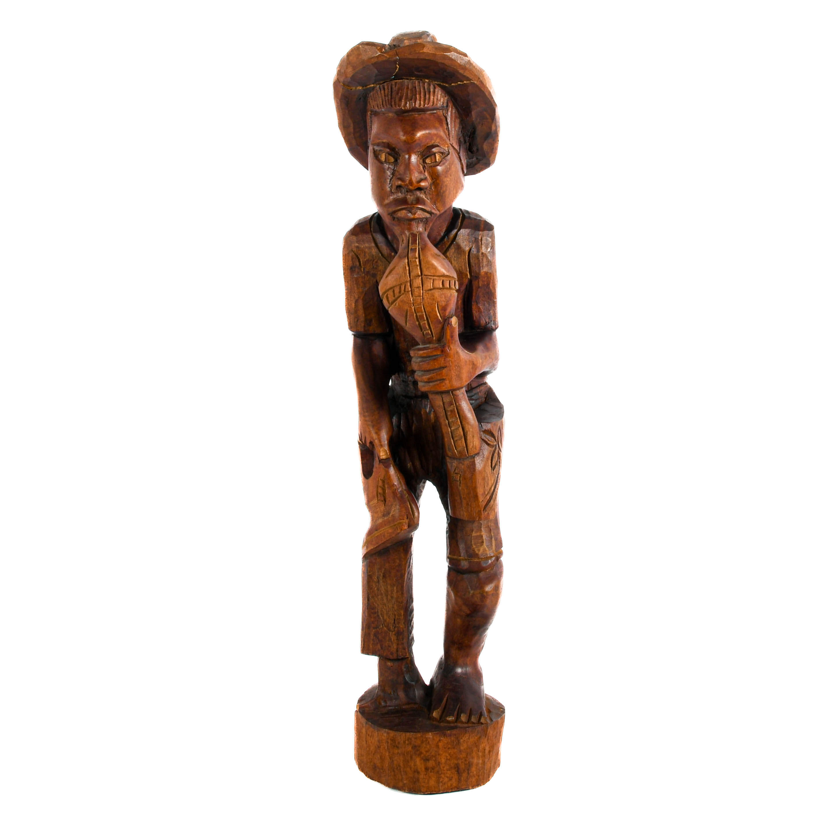 Caribbean Style Hand-Carved Wooden Statue-1