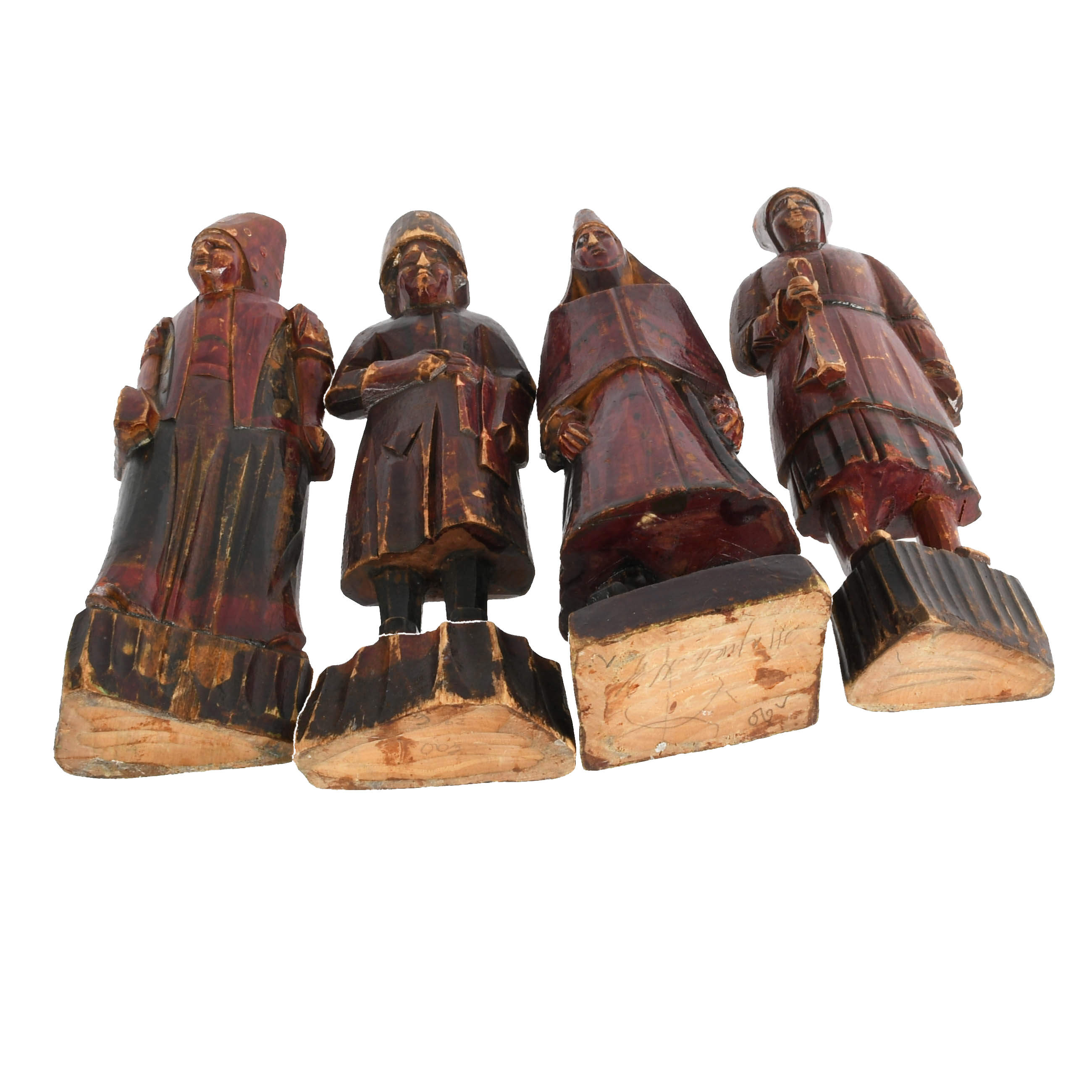 Group of Four Russian Folk-Art Hand-Carved Painted Wood-8