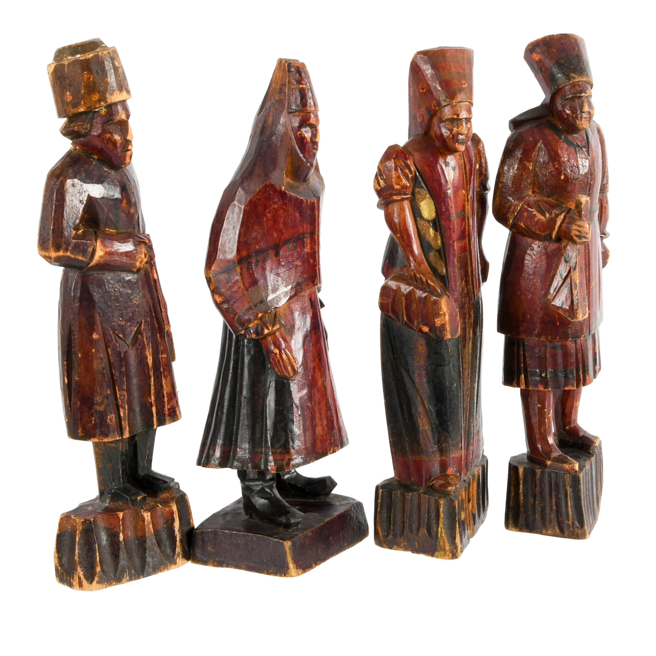 Group of Four Russian Folk-Art Hand-Carved Painted Wood-4
