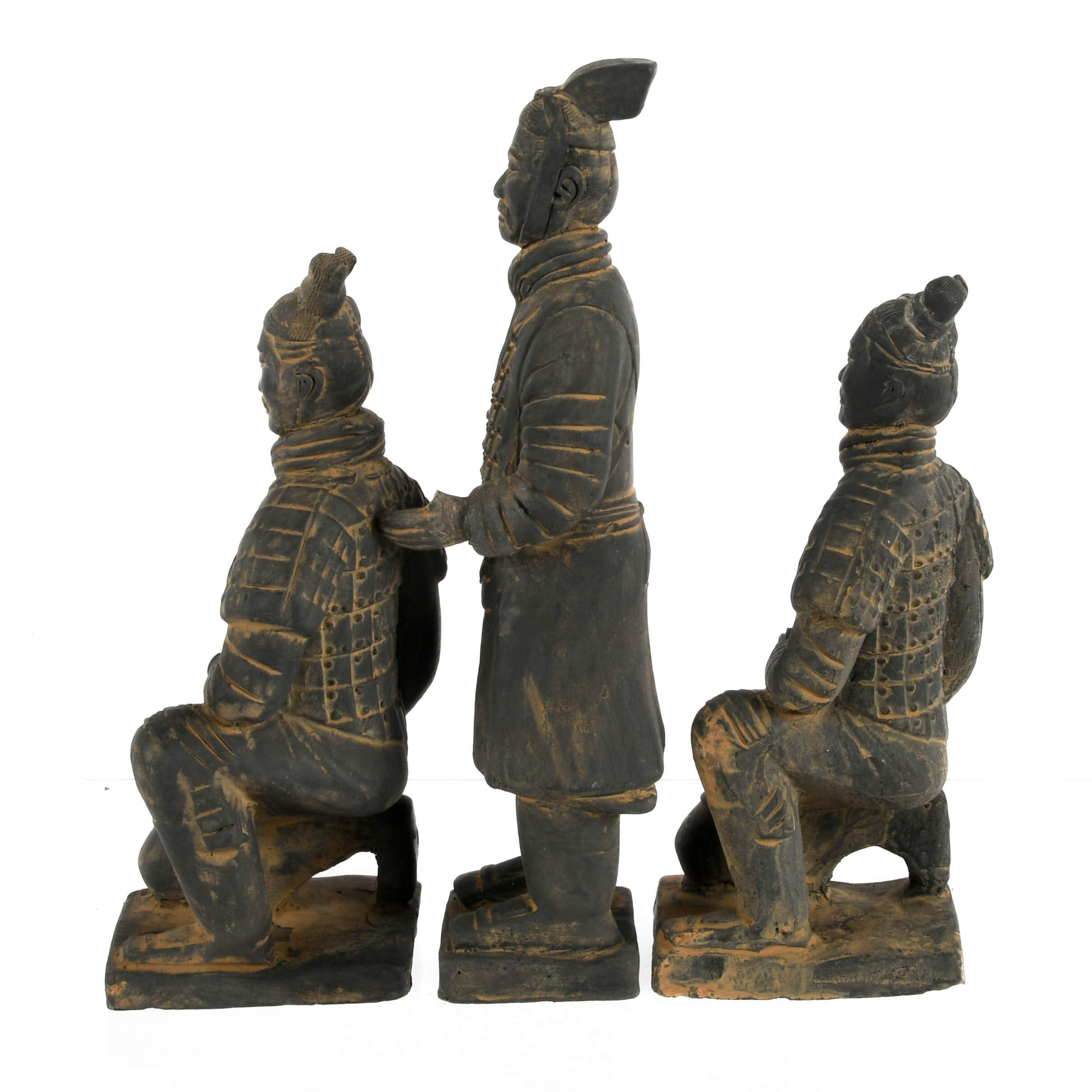 Group of Three Pottery Terracotta Warriors-3