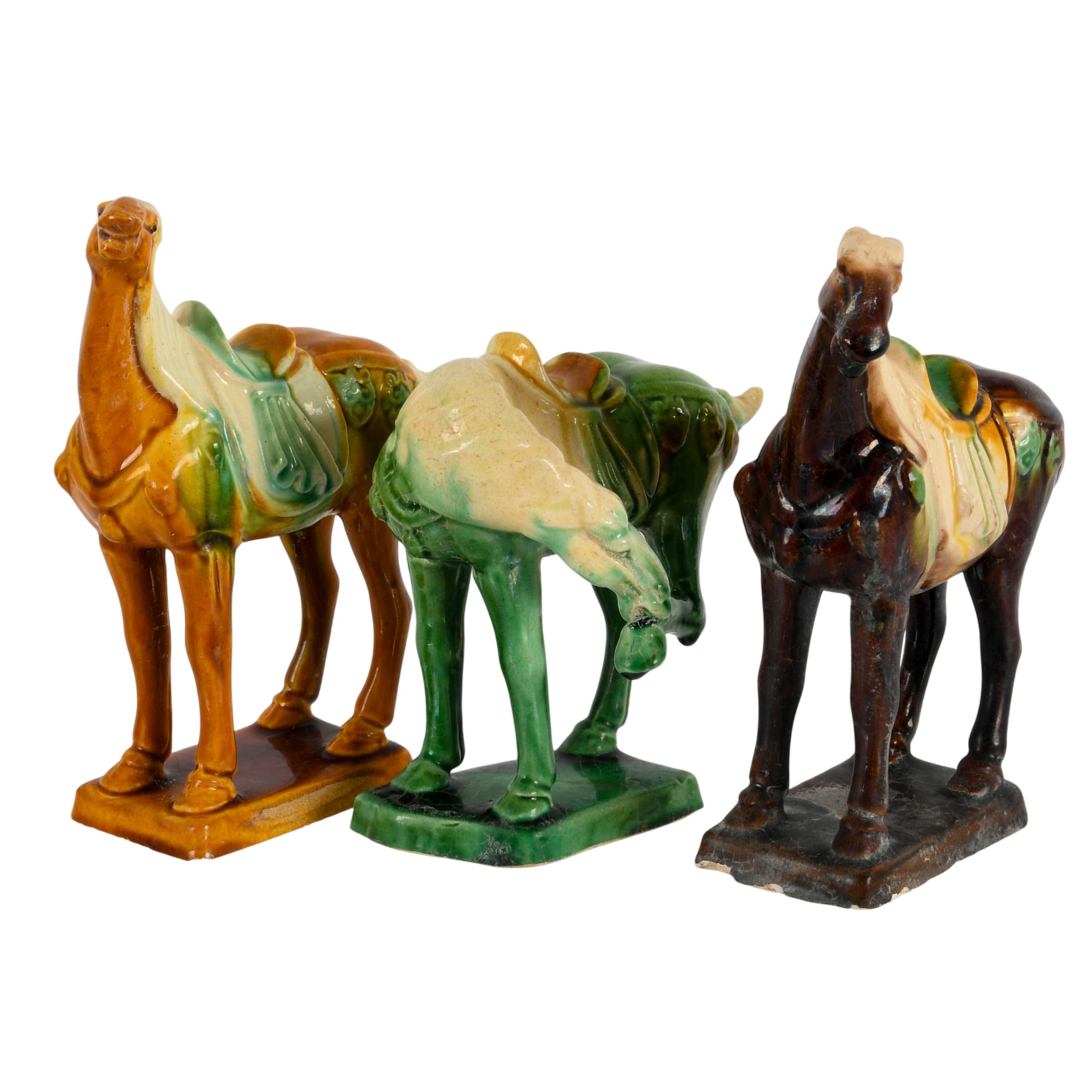 Group of Three Chinese Mid-Century Ceramic Horses-2