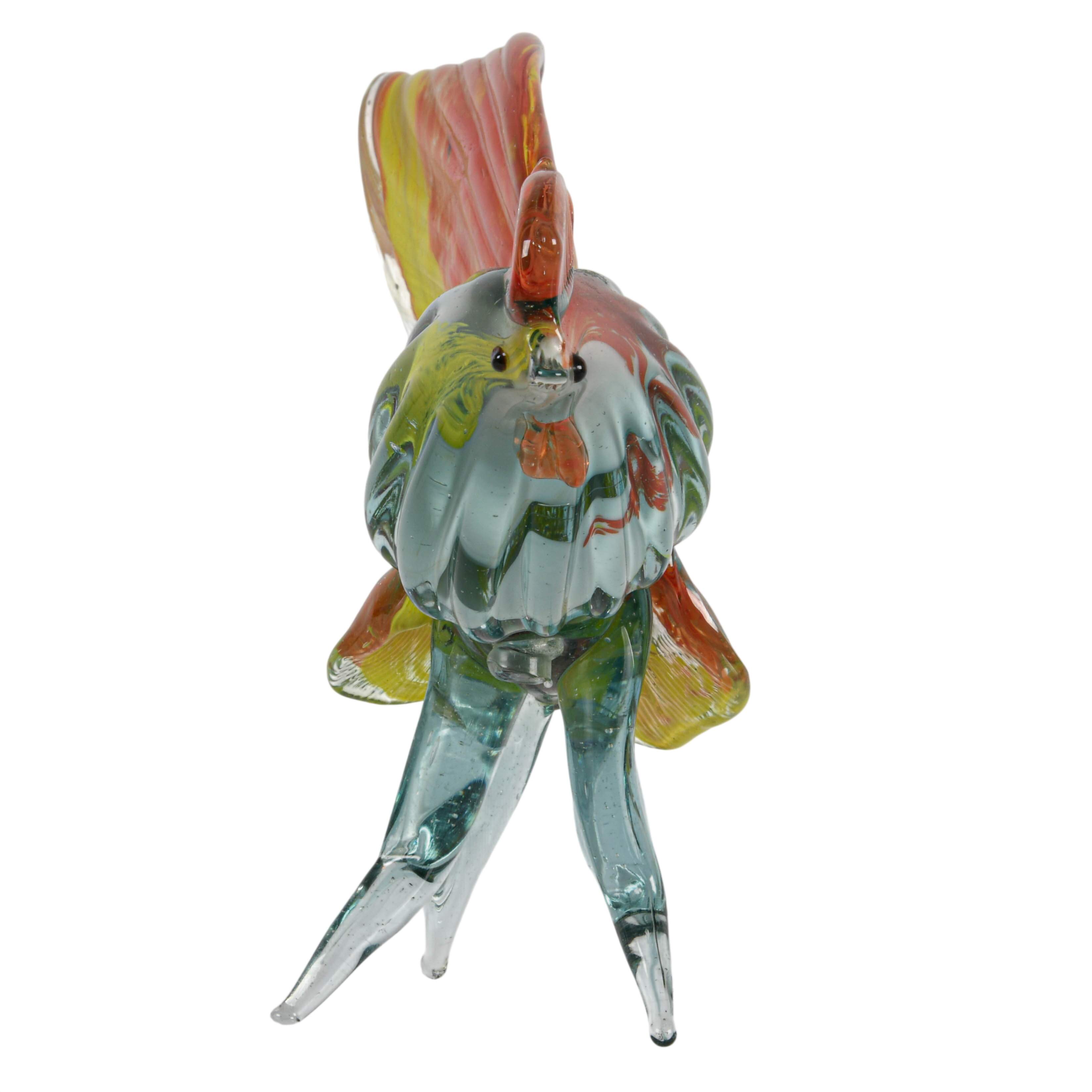 Mid-Century Hand-Blown Murano Glass Rooster-5
