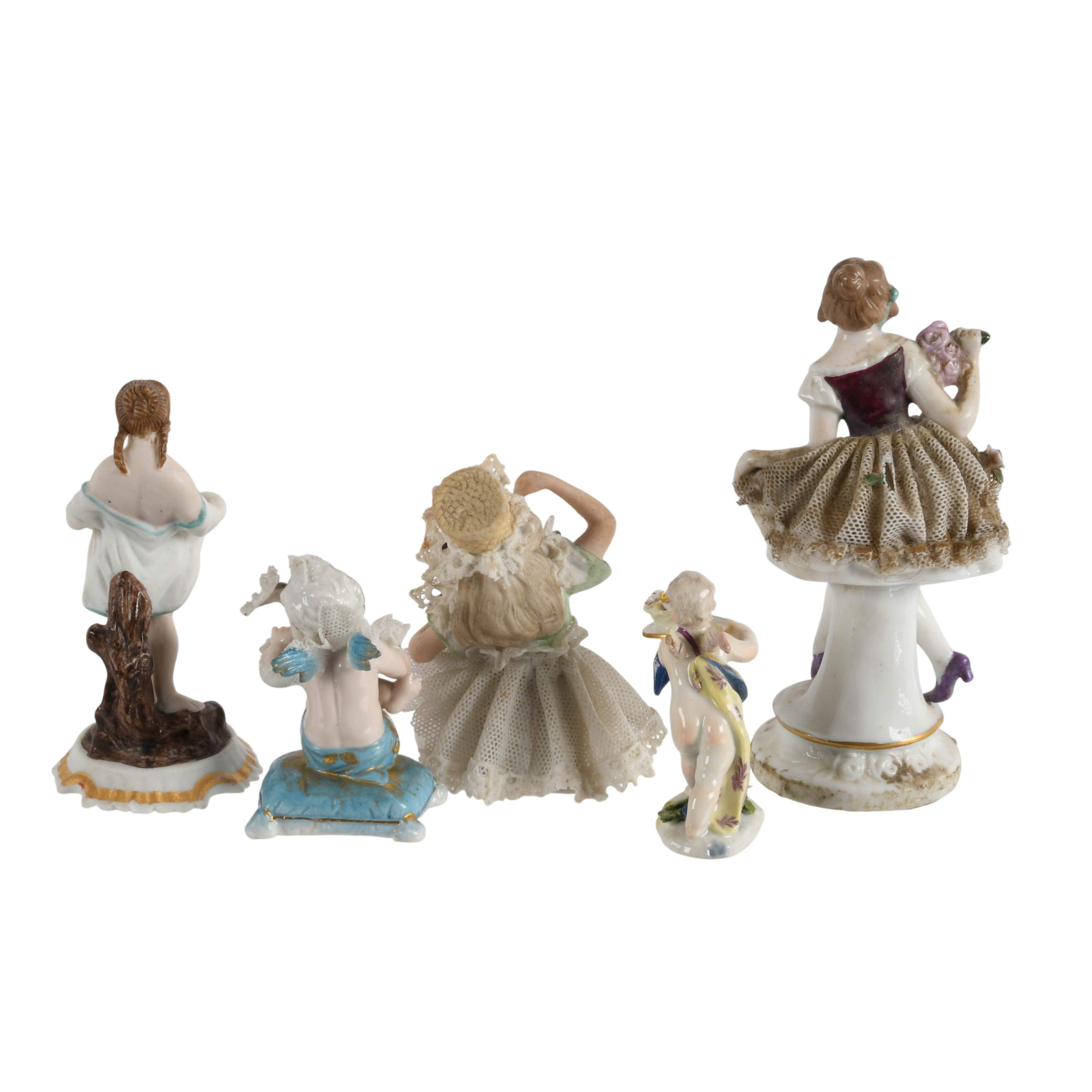 Grouping of Five Figural Miniature Figurines-3