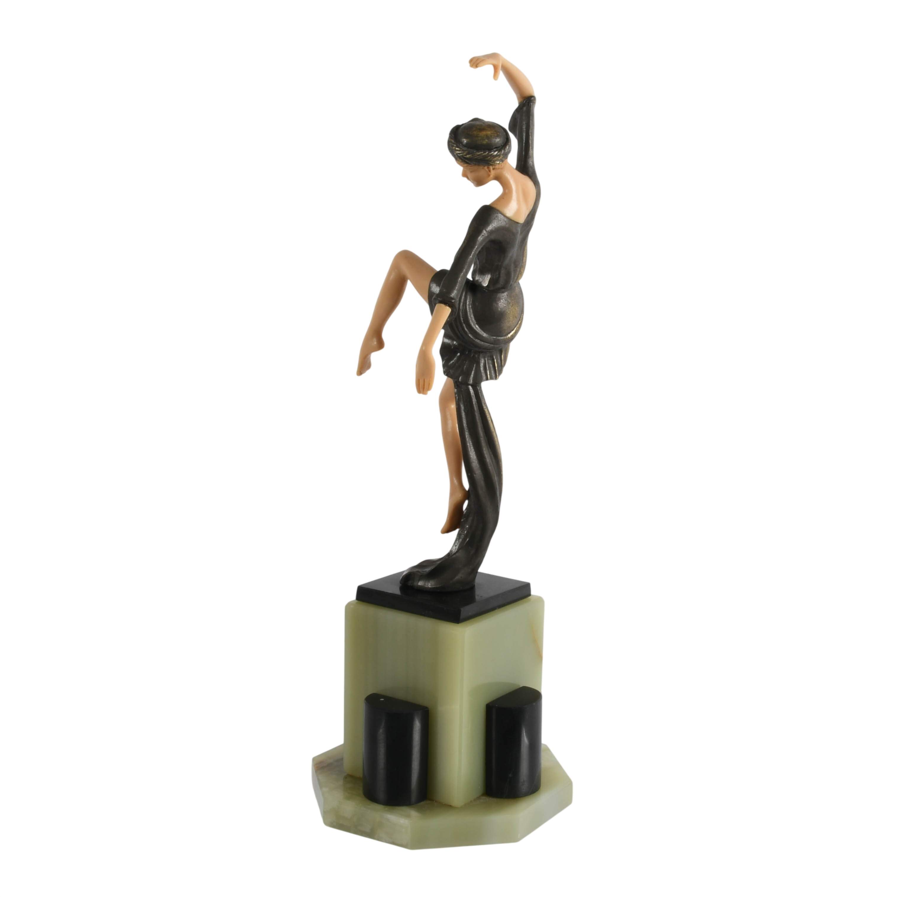 Bronze, Celluloid and Onyx "Autumn Dancer" Sculpture After Ferdinand Preiss-5