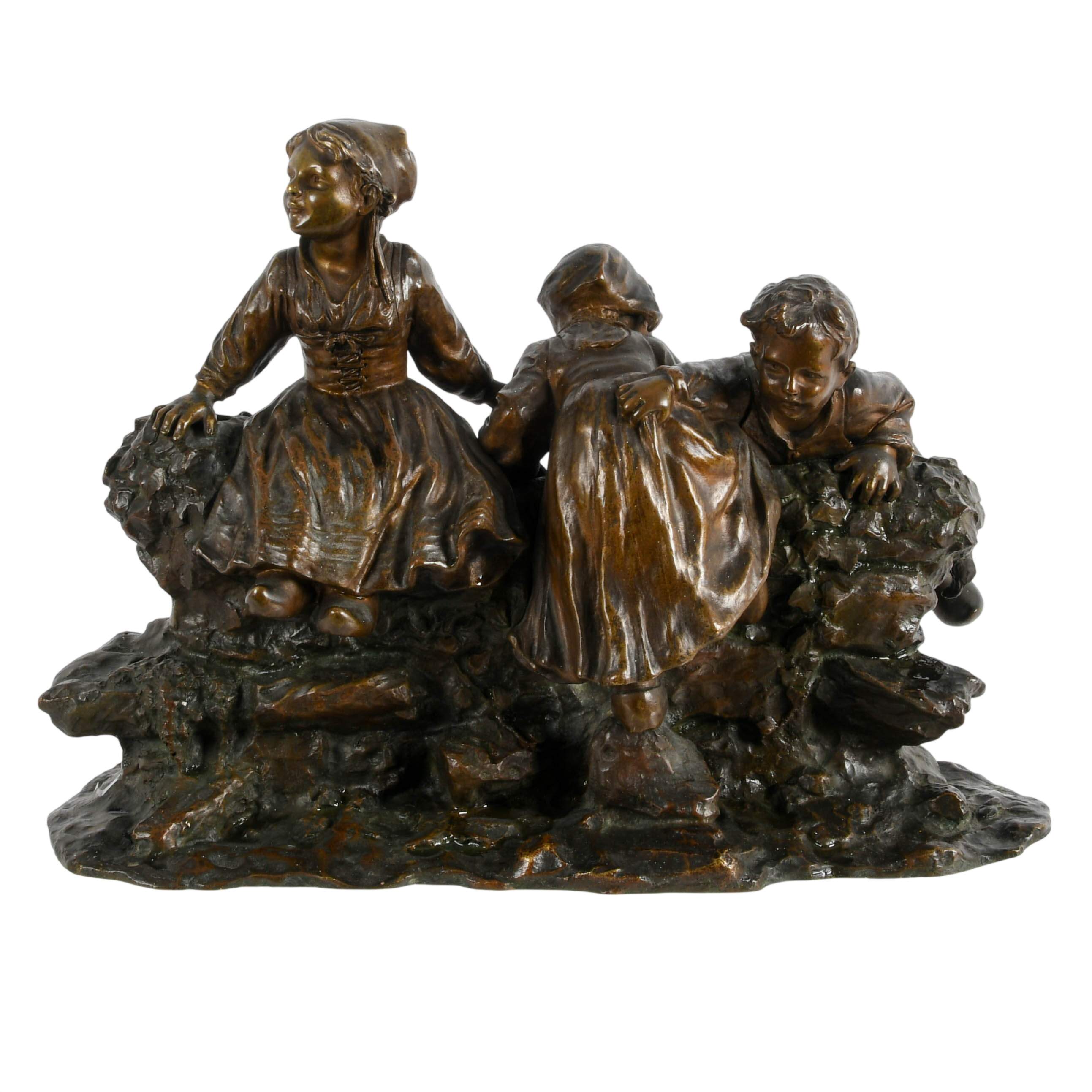 Signed Bronze Sculpture "Sur Les Ruines" After Joseph D'Aste-1