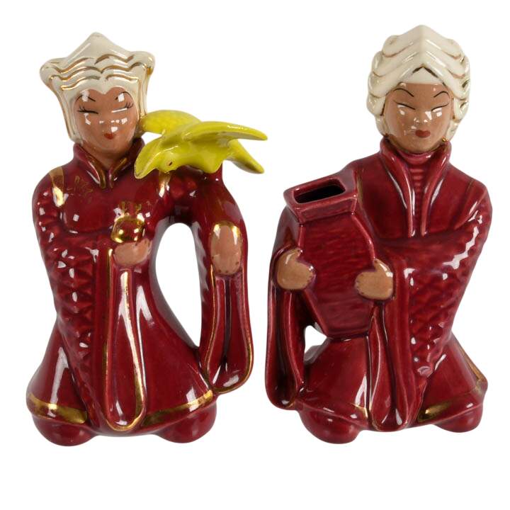 Pair of Mid-Century Miramar of California Asian Figurines-1