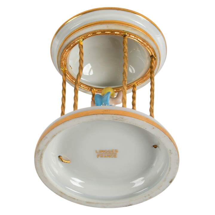 Limoges Porcelain Miniature "Cupid in Cage" Figure-8