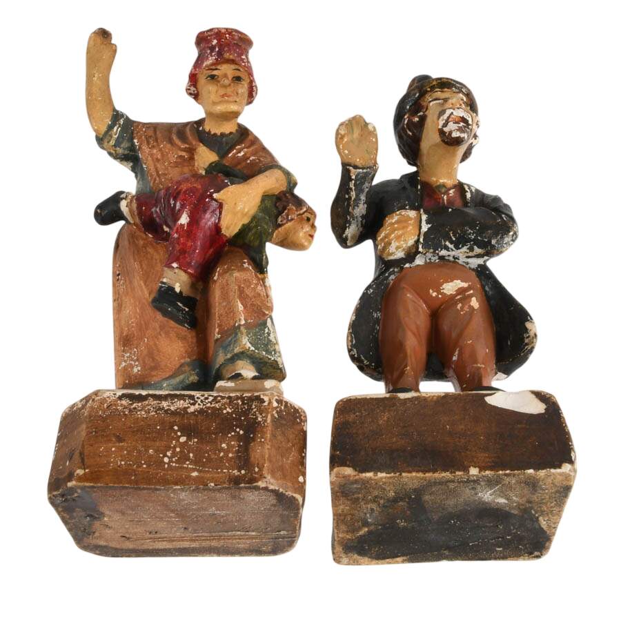 Antique Pair of Plaster Figurines-10