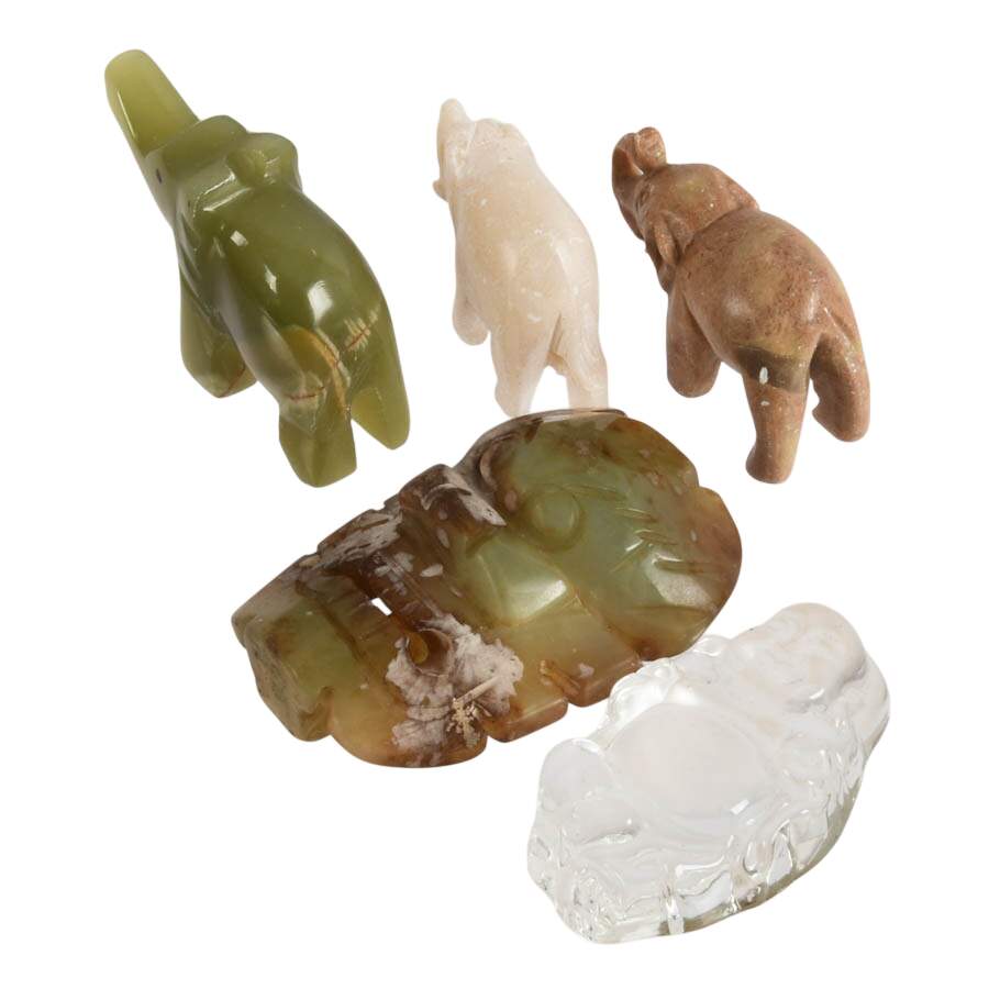 Group of Five Stone and Crystal Animals and Friends-2