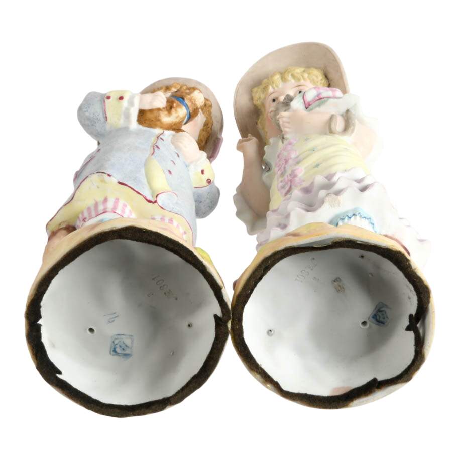 Antique Pair of Child and Companion German Bisque Figures-10