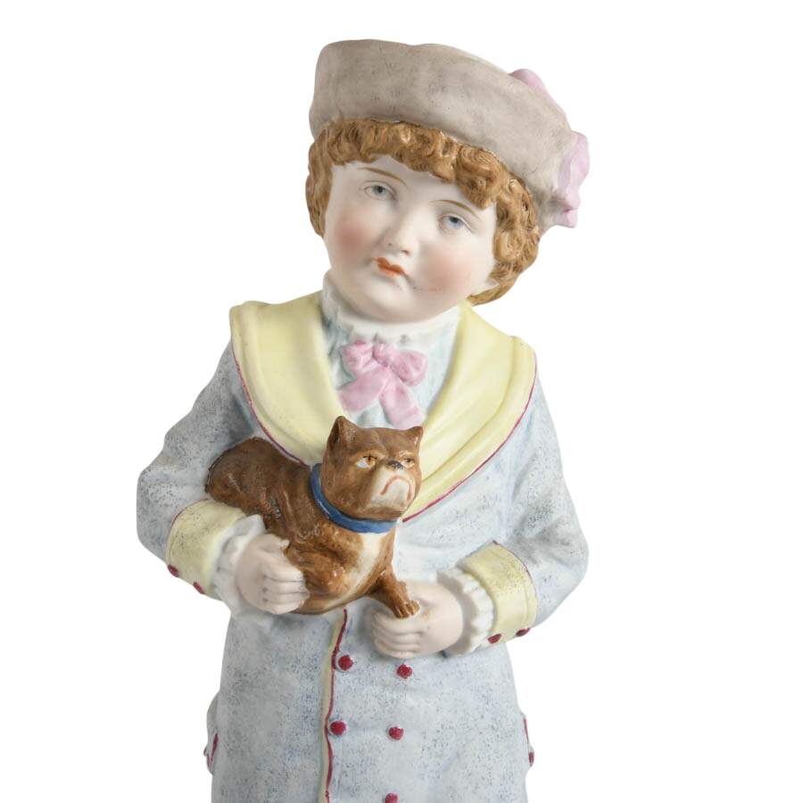 Antique Pair of Child and Companion German Bisque Figures-8