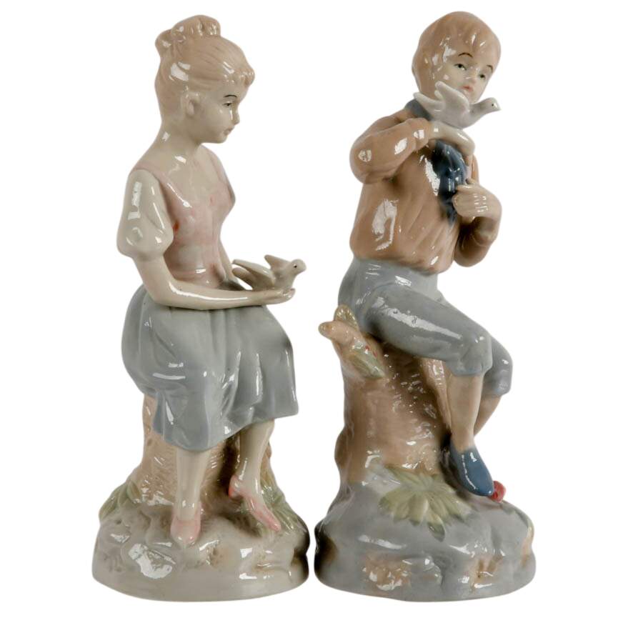 Pair of Lenwile Ardalt Artware Porcelain Mourning Dove Visit Figurines-4