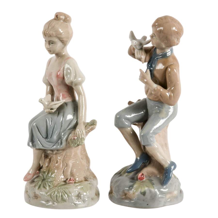 Pair of Lenwile Ardalt Artware Porcelain Mourning Dove Visit Figurines-2