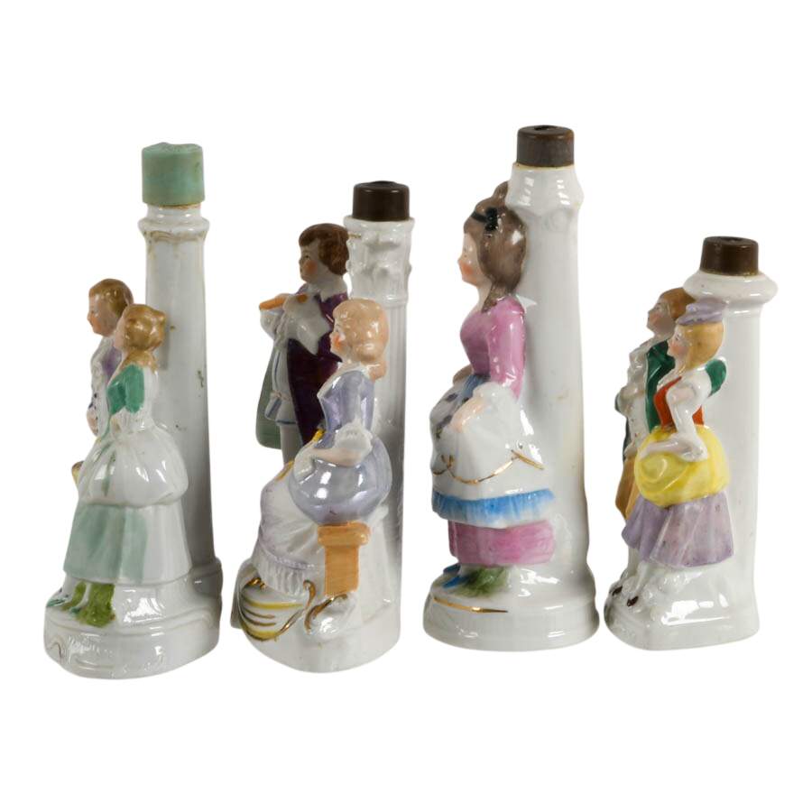 Grouping of Four Antique German Porcelain Figurine Lamp Bases-3