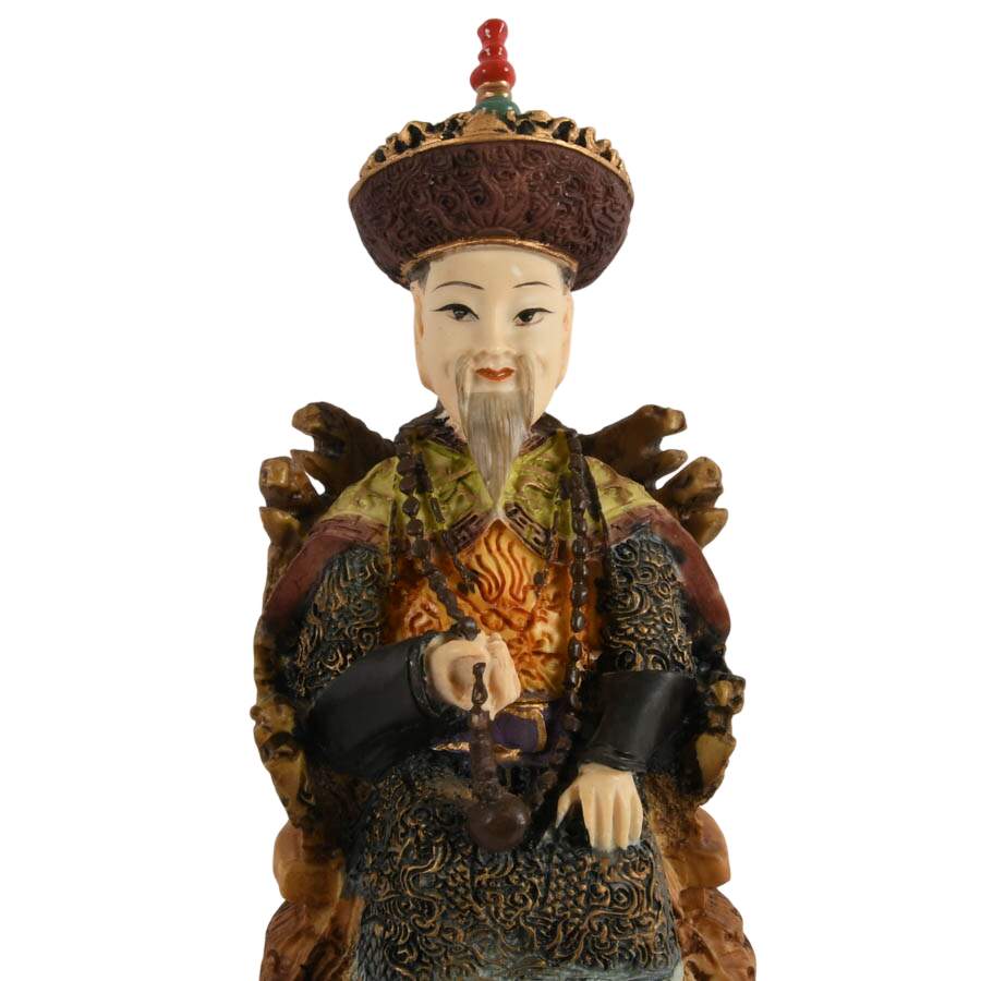 Pair of East Asian Emperor and Empress Resin Figures-6
