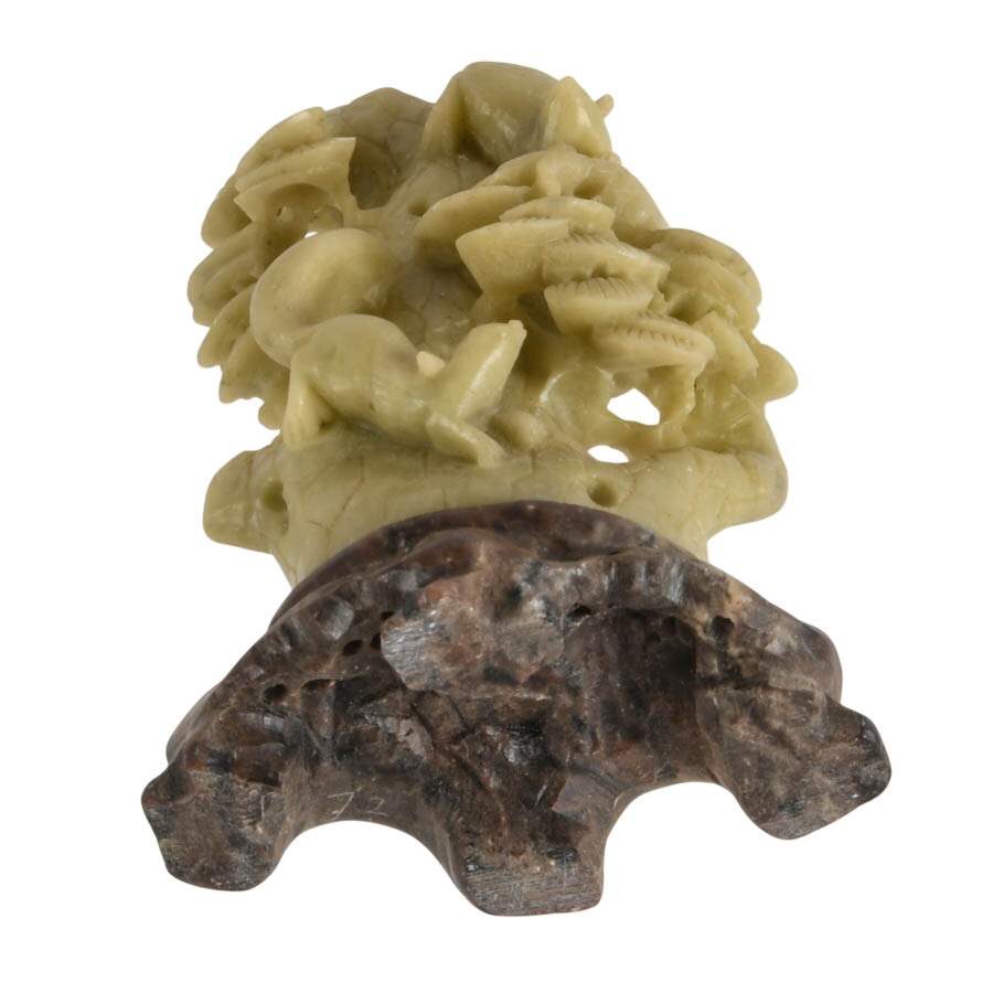 Squirrels at Play Chinese Carved Soapstone Sculpture on Base-10